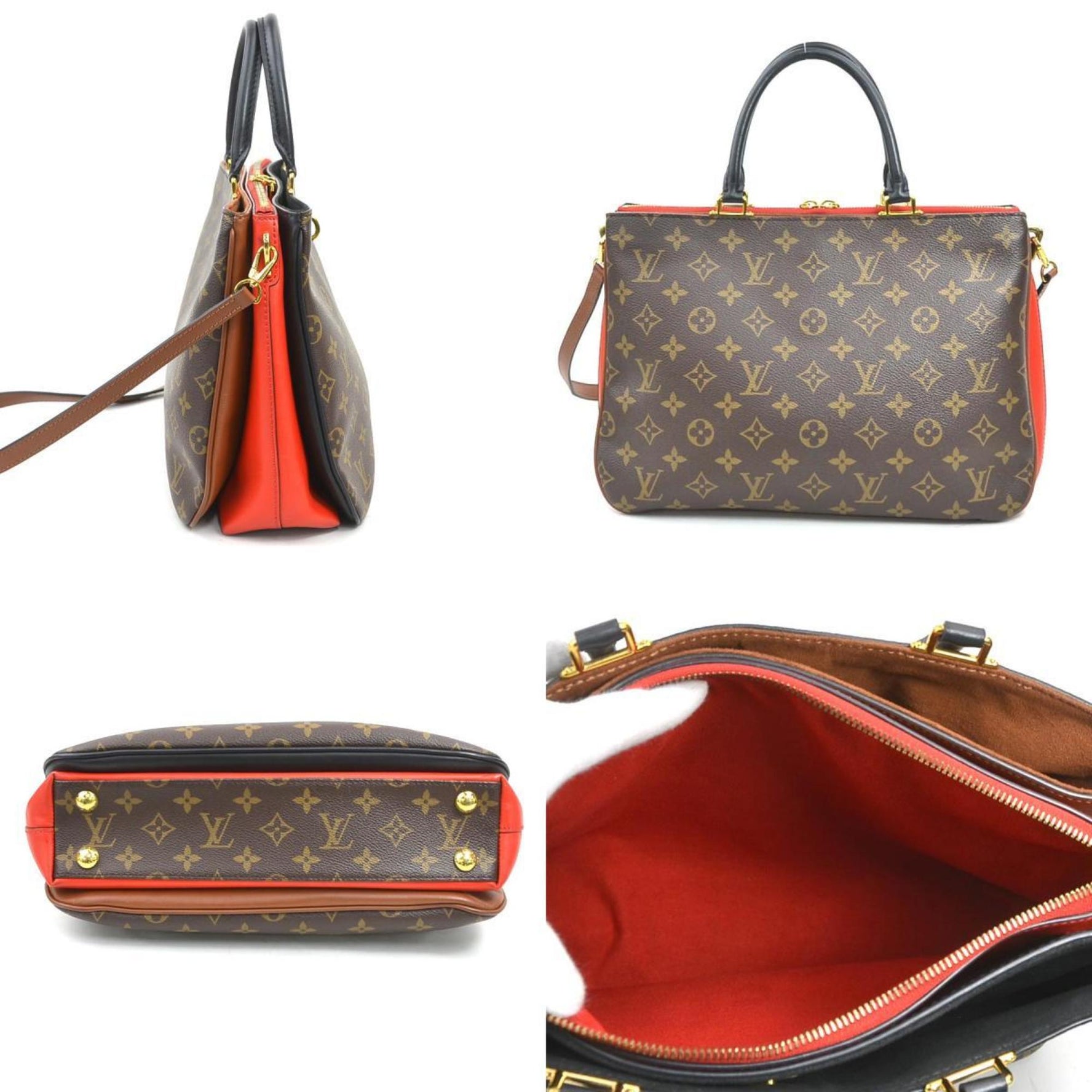 Louis Vuitton Monogram Mille-feuille Canvas Handbag/Shoulder Bag in Rouge x Noir