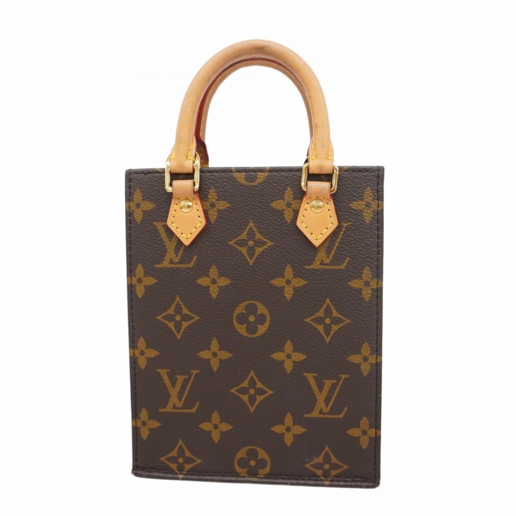 Louis Vuitton Monogram Petite Sac Plat handbag M81295 Brown Women's