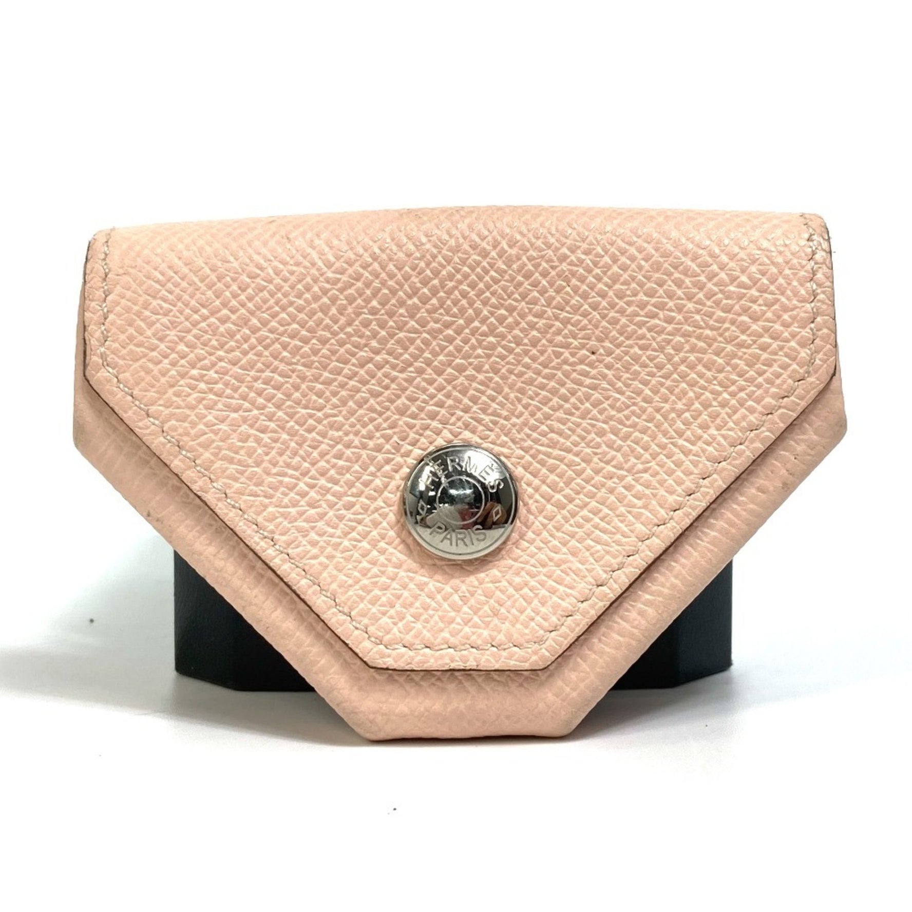 HERMES Levain Quatre Coin Purse, Epson, Rose Eglantine, Pink