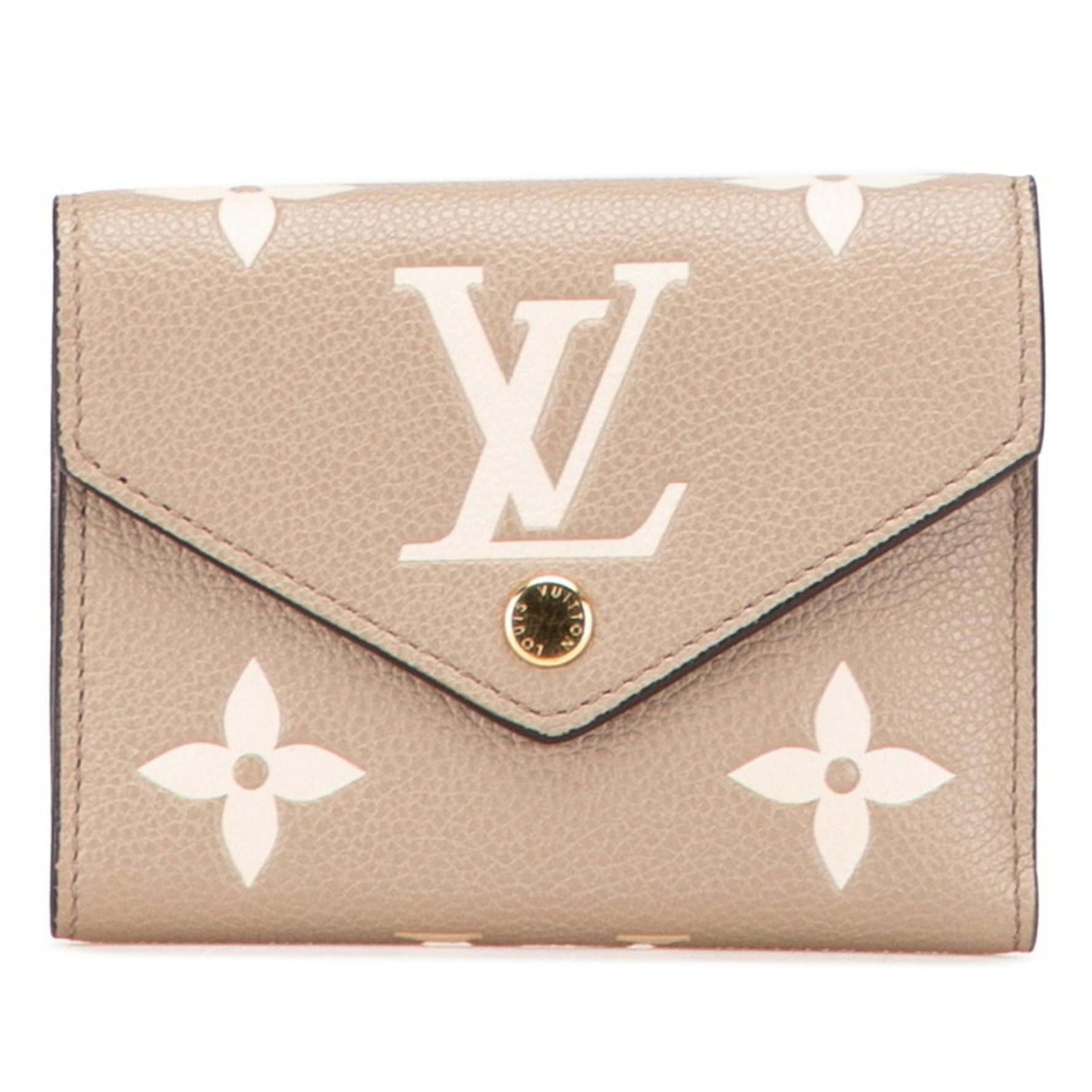 Louis Vuitton Monogram Empreinte Victorine Portefeuille Tri-fold Wallet Tourtrell Crème Beige Leather LOUIS VUITTON