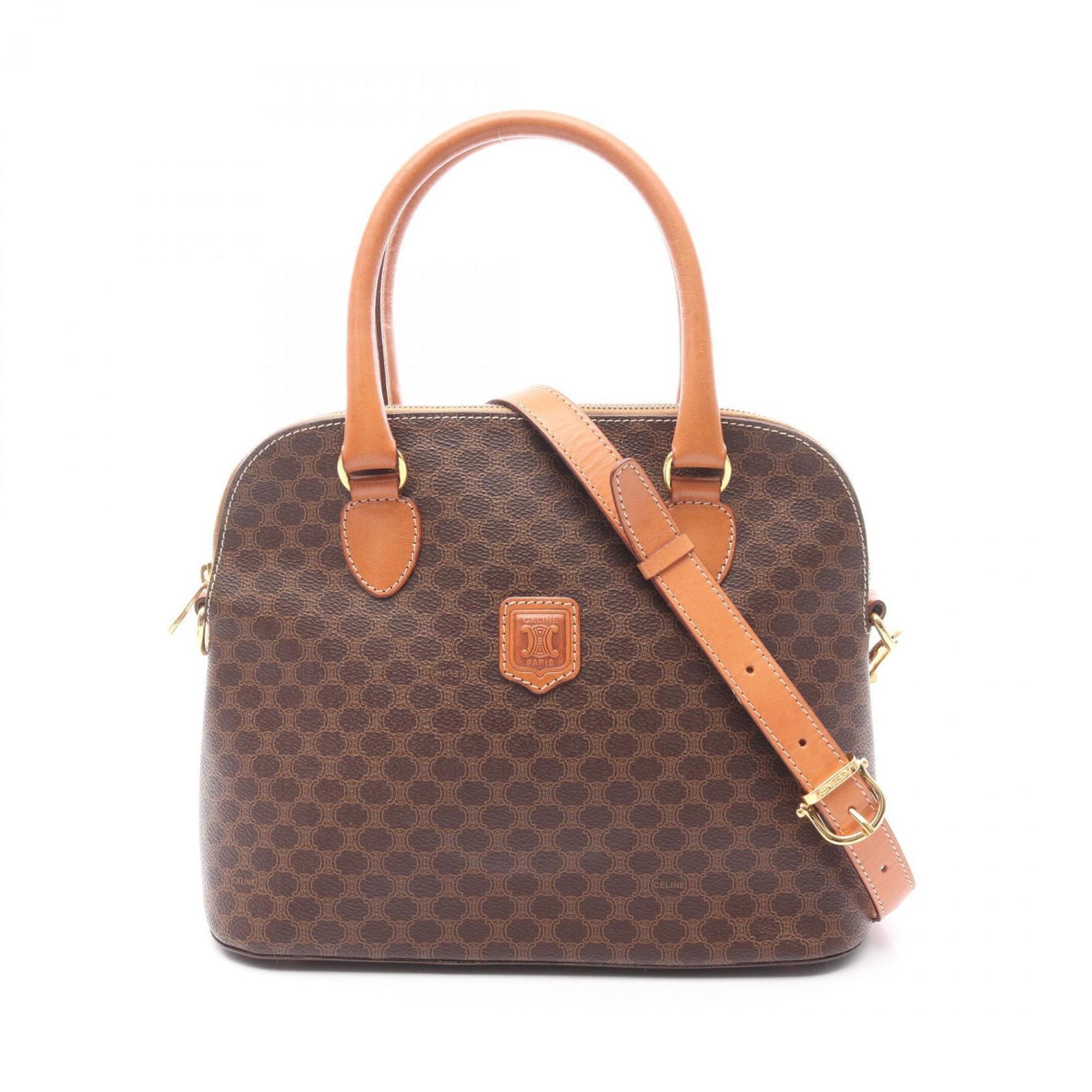 Celine Macadam Handbag, PVC-Coated Canvas and Leather