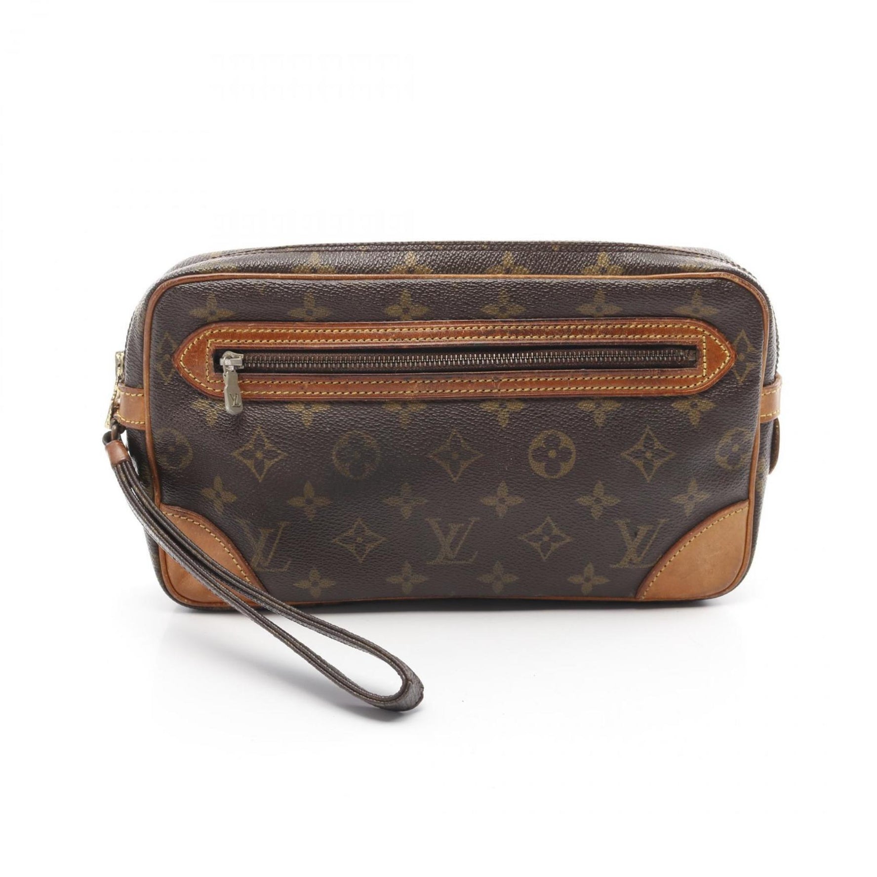 Louis Vuitton Marly Dragonne Monogram Second Bag Clutch Coated Canvas Leather Men's Brown