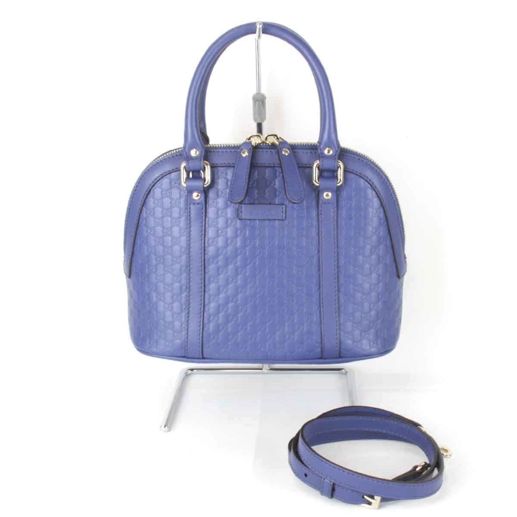 GUCCI Micro Guccissima Handbag Shima Leather Blue Women's 6575240910441T