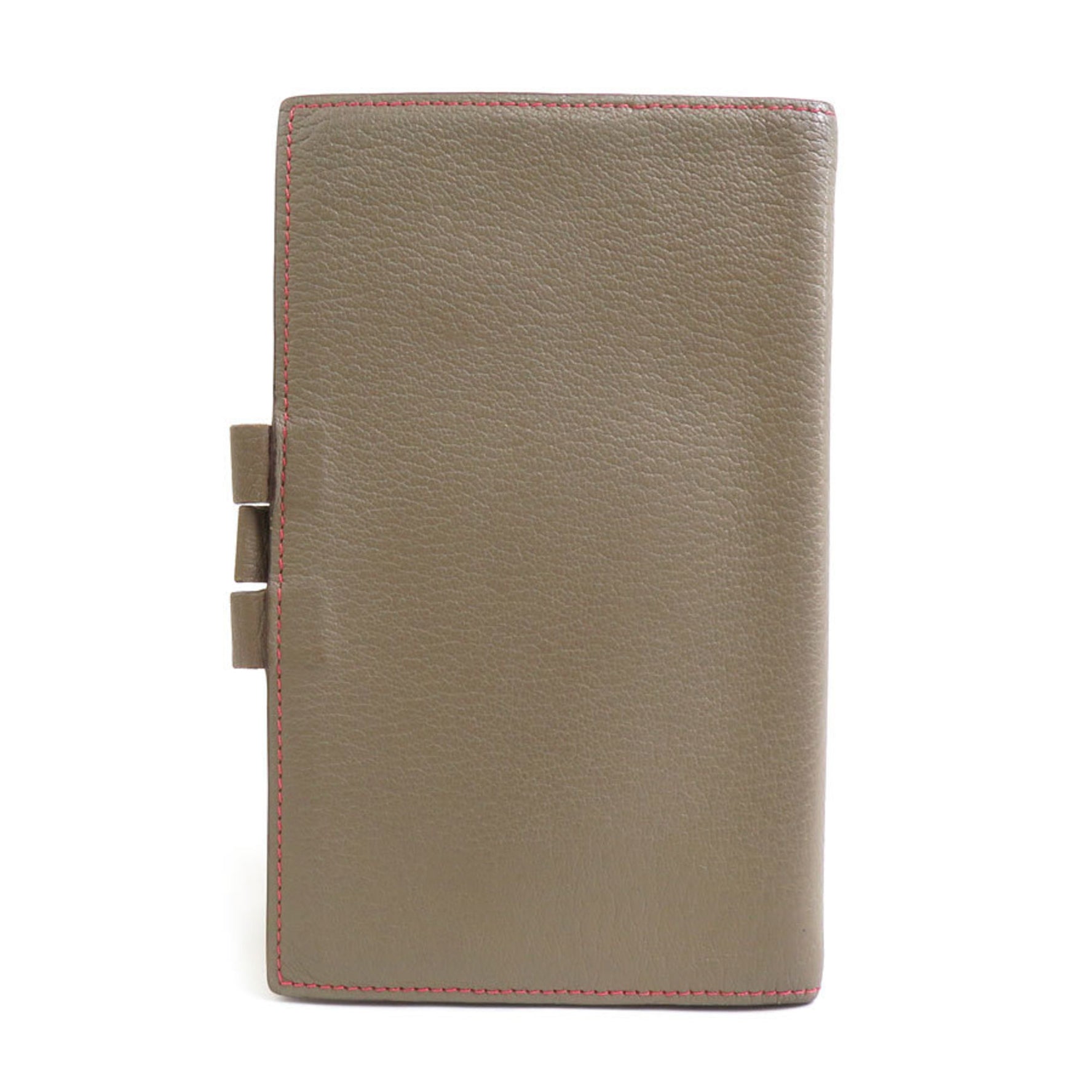 Hermes Hermès Leather Notebook Cover in Greige and Magenta Women