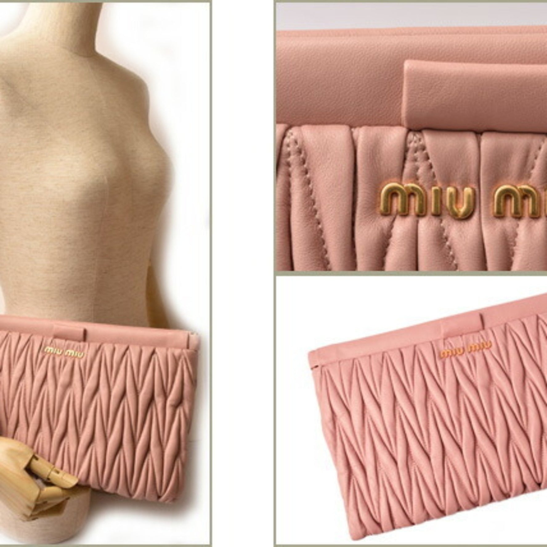 Miu Miu Miu clutch bag pouch miumiu matelassé light pink ORCHIDEA