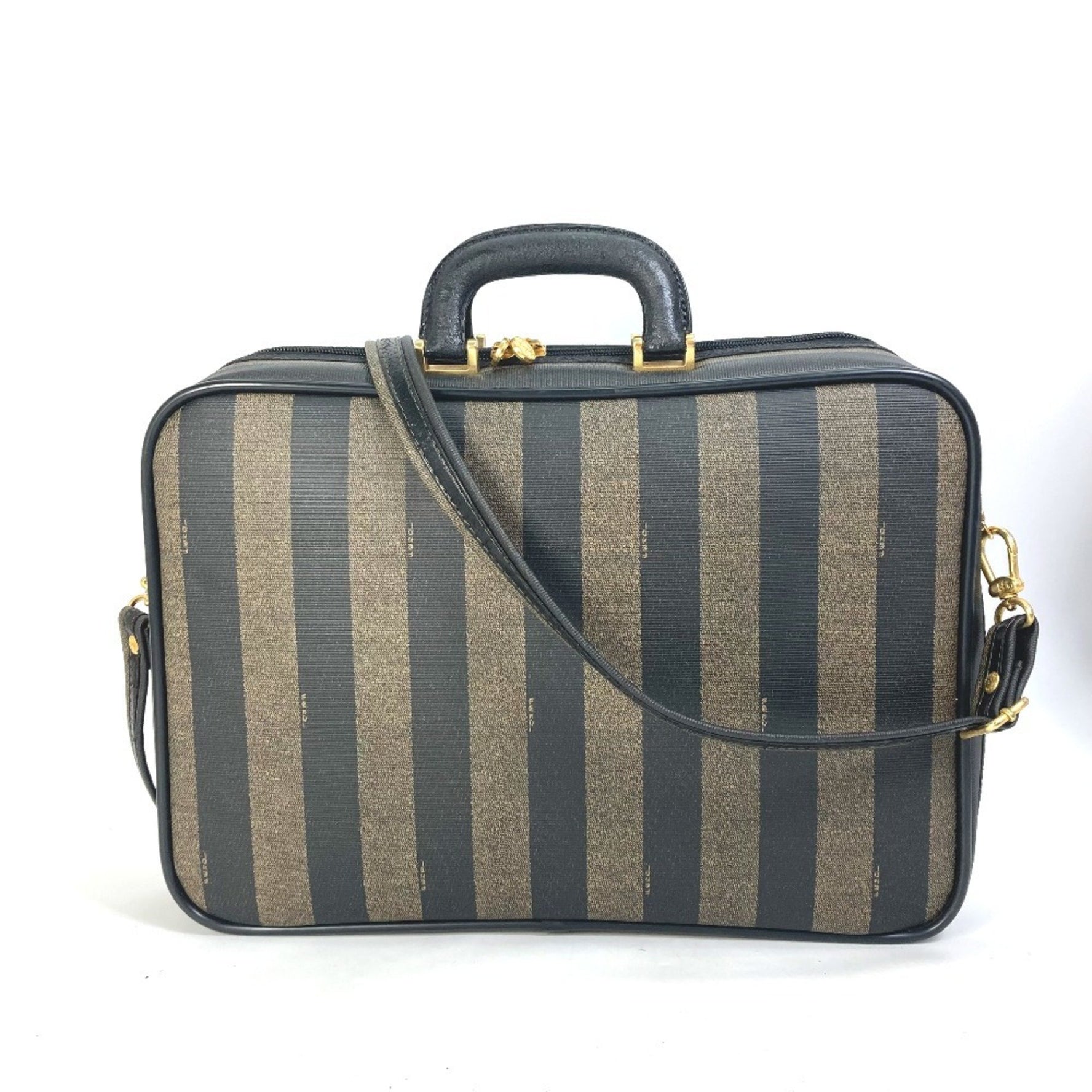 FENDI Pecan Handbag/Shoulder Business Bag in PVC/Leather, Men's, Brown