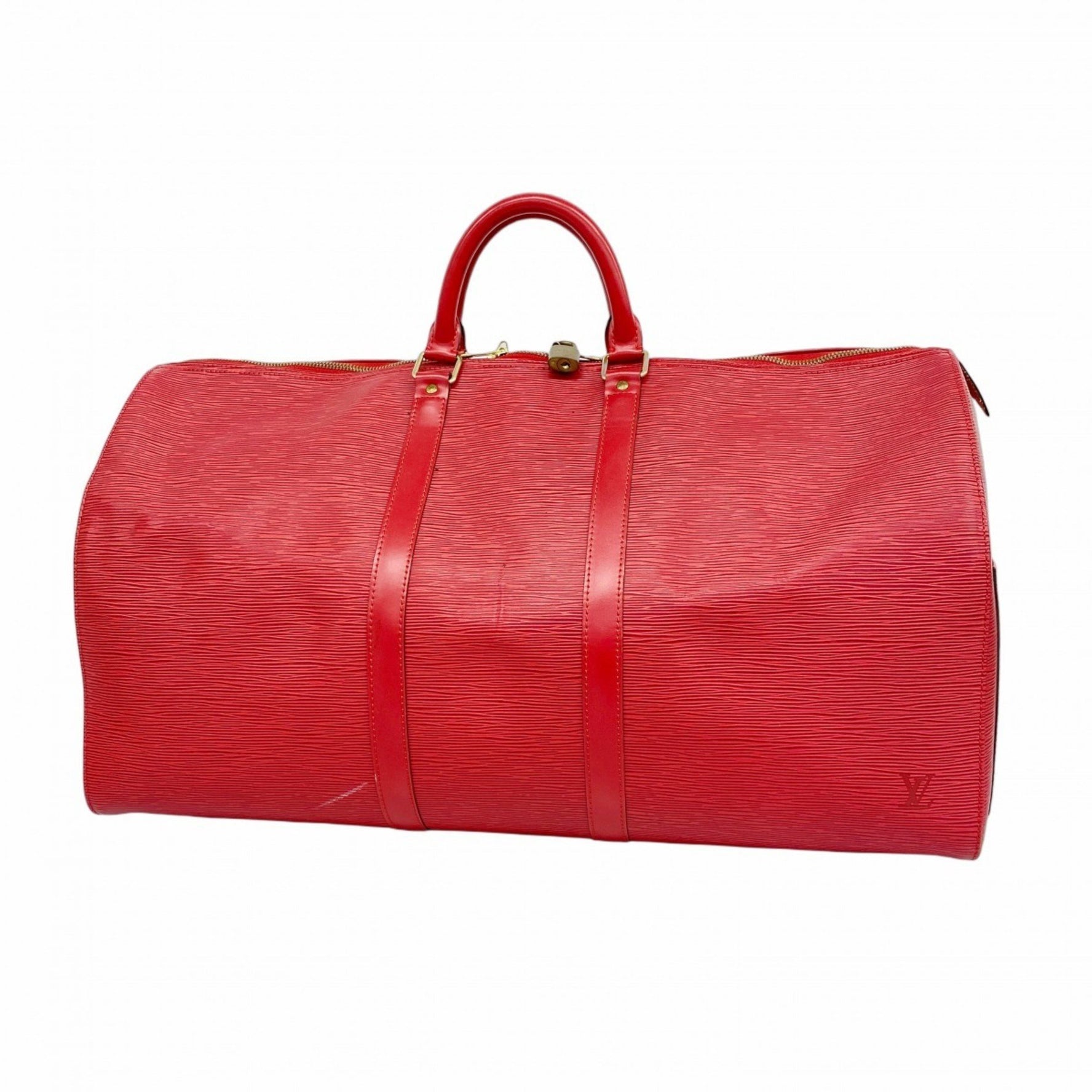 Louis Vuitton Epi Keepall 55 Boston Bag Castilian Red
