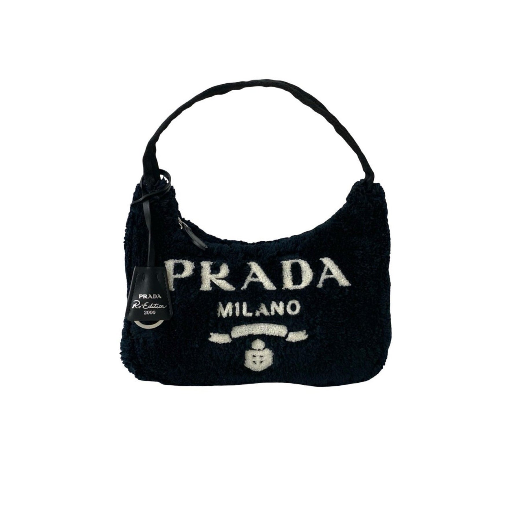 PRADA Terry Mini Re-Edition Triangle Logo Hardware Pile Handbag One-Shoulder Bag Pouch