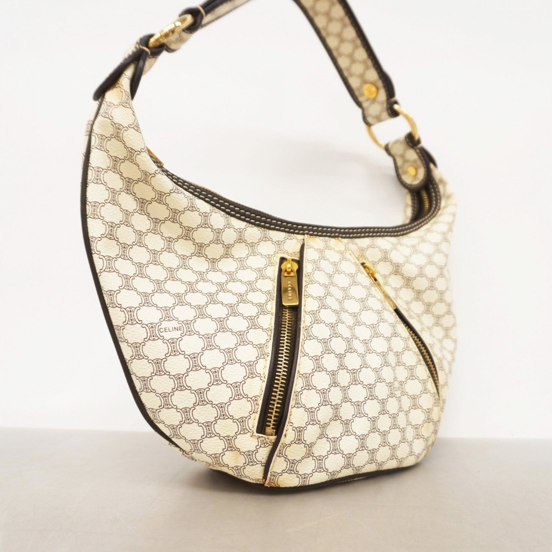 Celine handbag Macadam ivory brown women's
