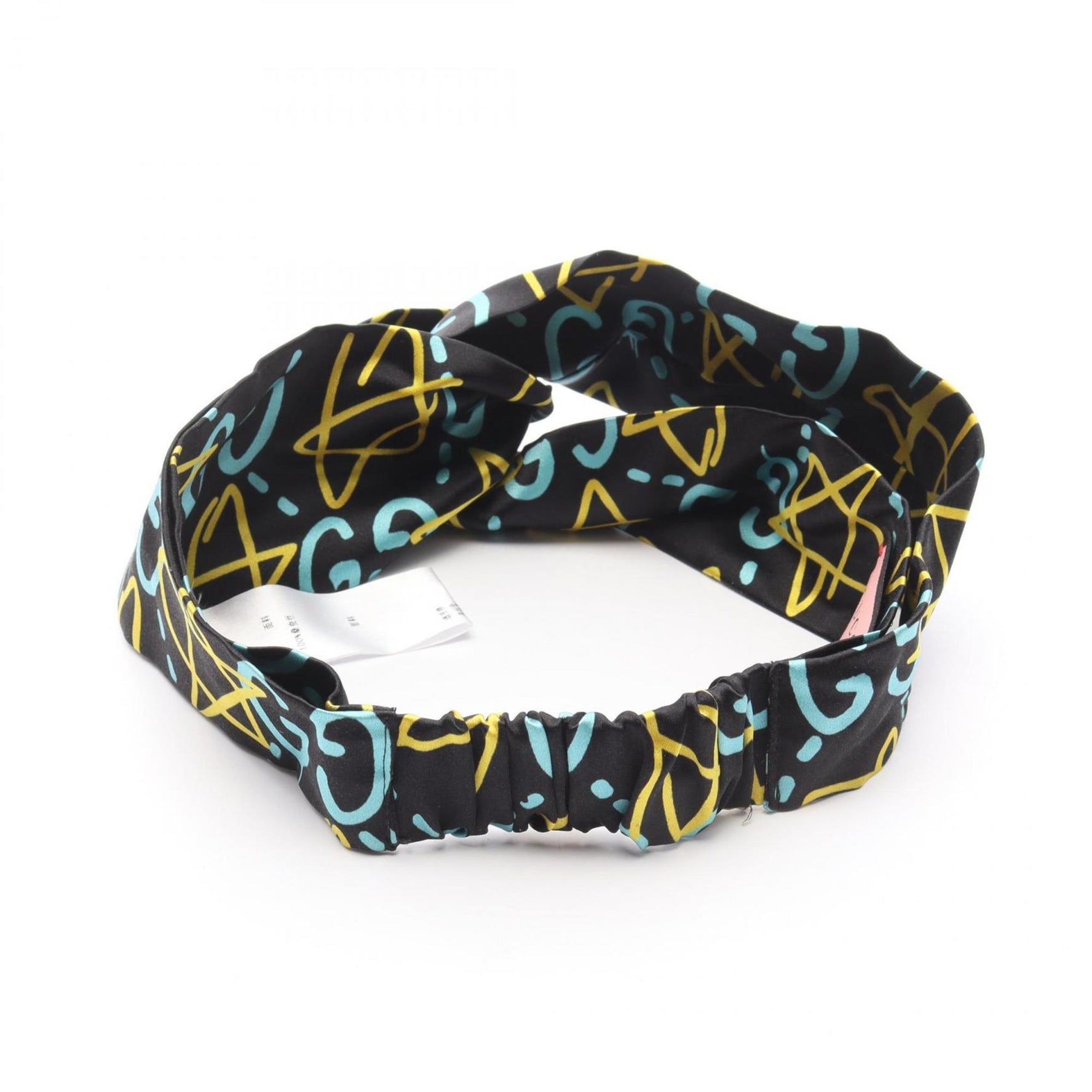 Gucci GG Silk Hairband, Black, Blue, and Yellow