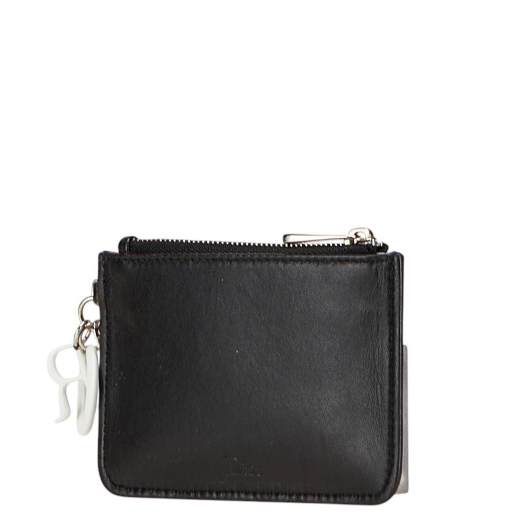Christian Dior Dior mesh beaded wallet/coin case pouch in blue and black leather .