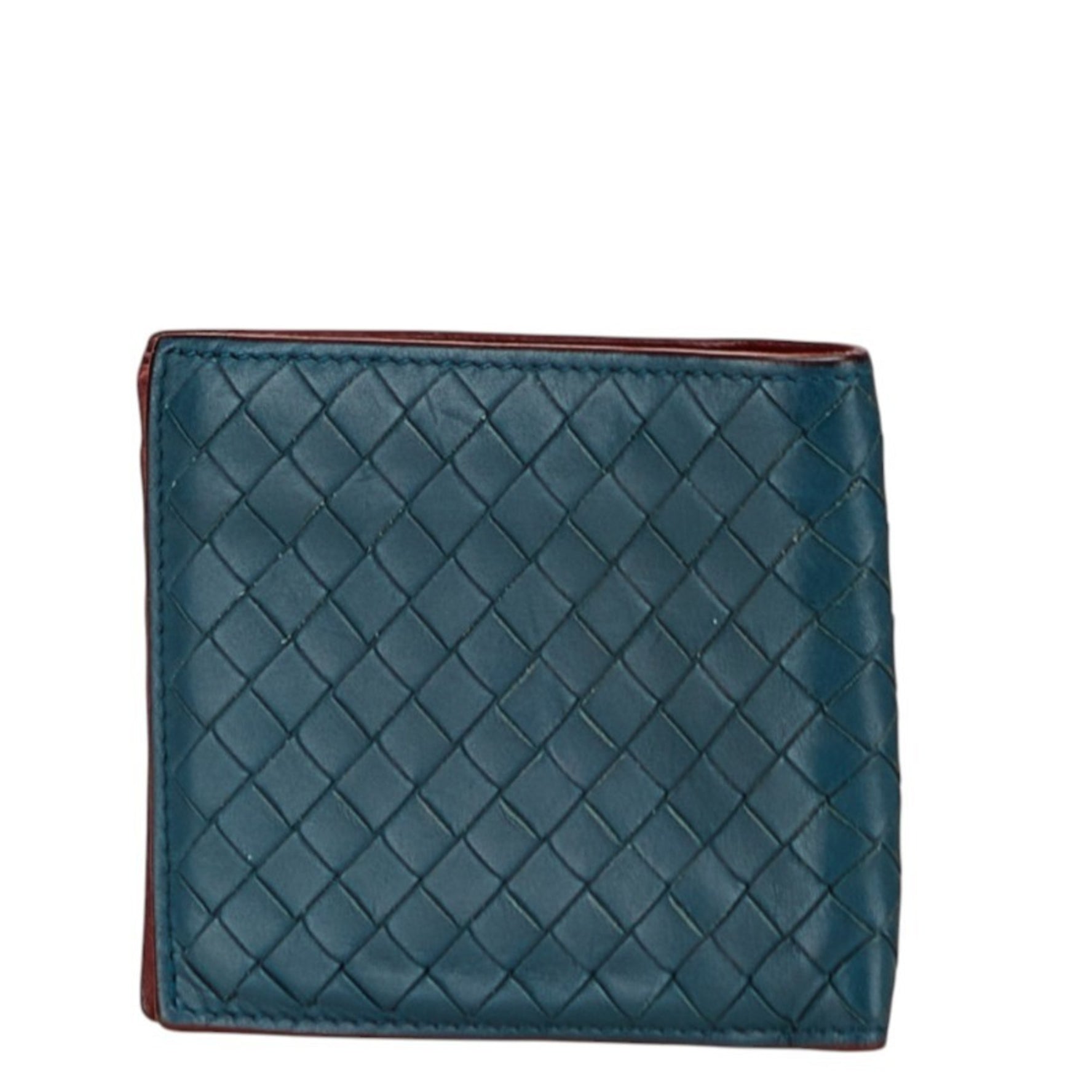 Bottega Veneta Intrecciato Bi-fold Wallet in Blue, Green, and Red Leather