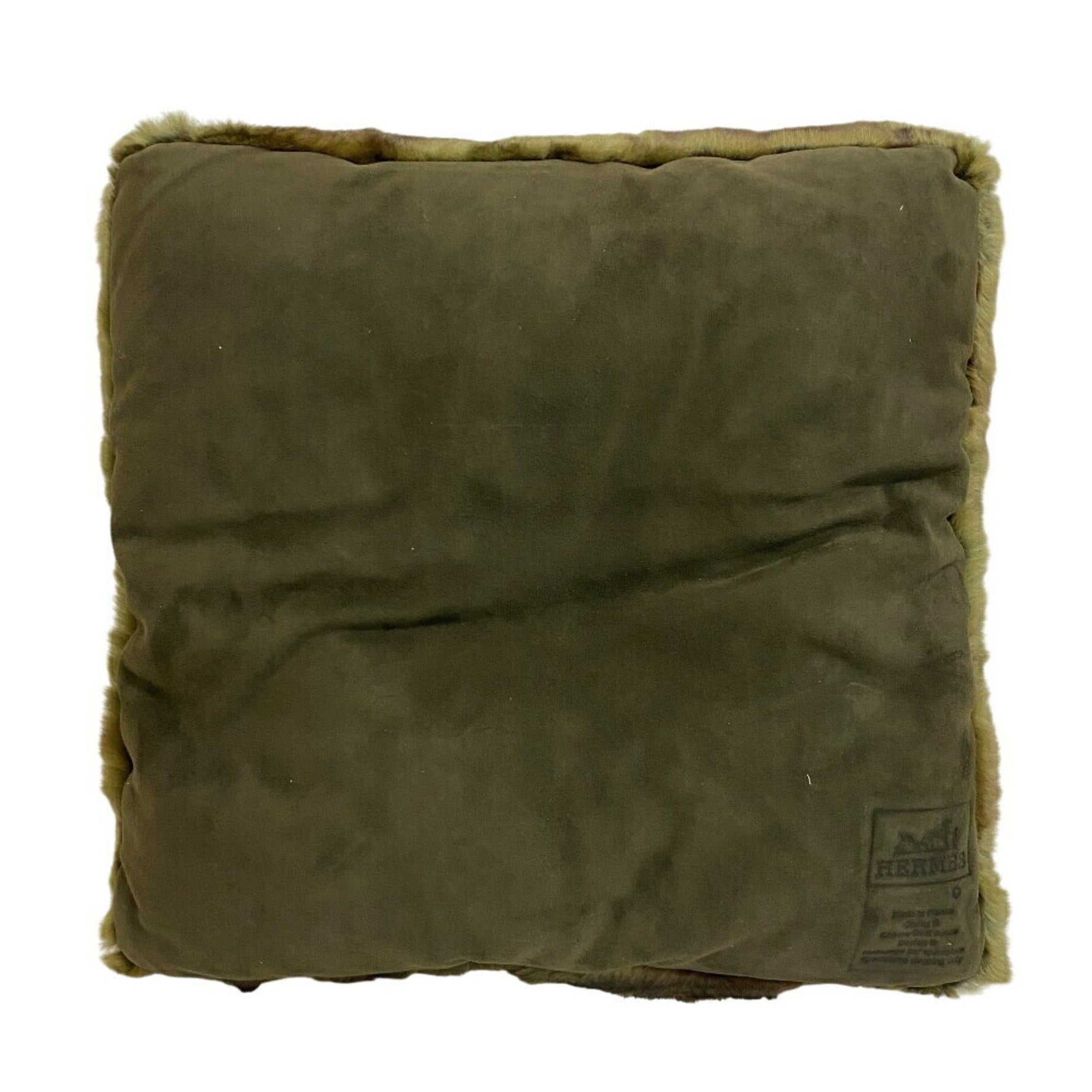 HERMES Cushion Fur Khaki Green Unisex