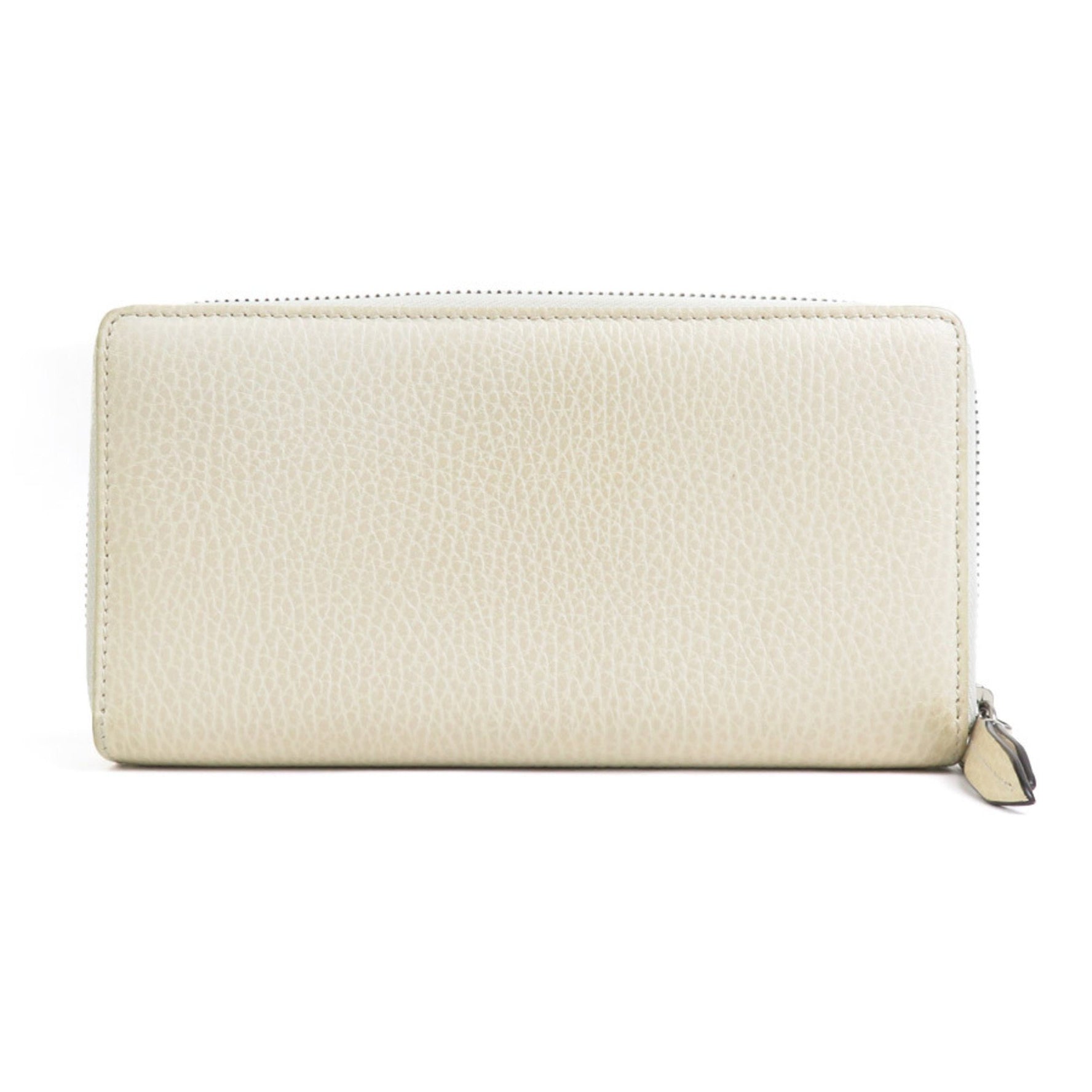 GUCCI Round Long Wallet GG Marmont Leather Off-White Silver Women's e59820g