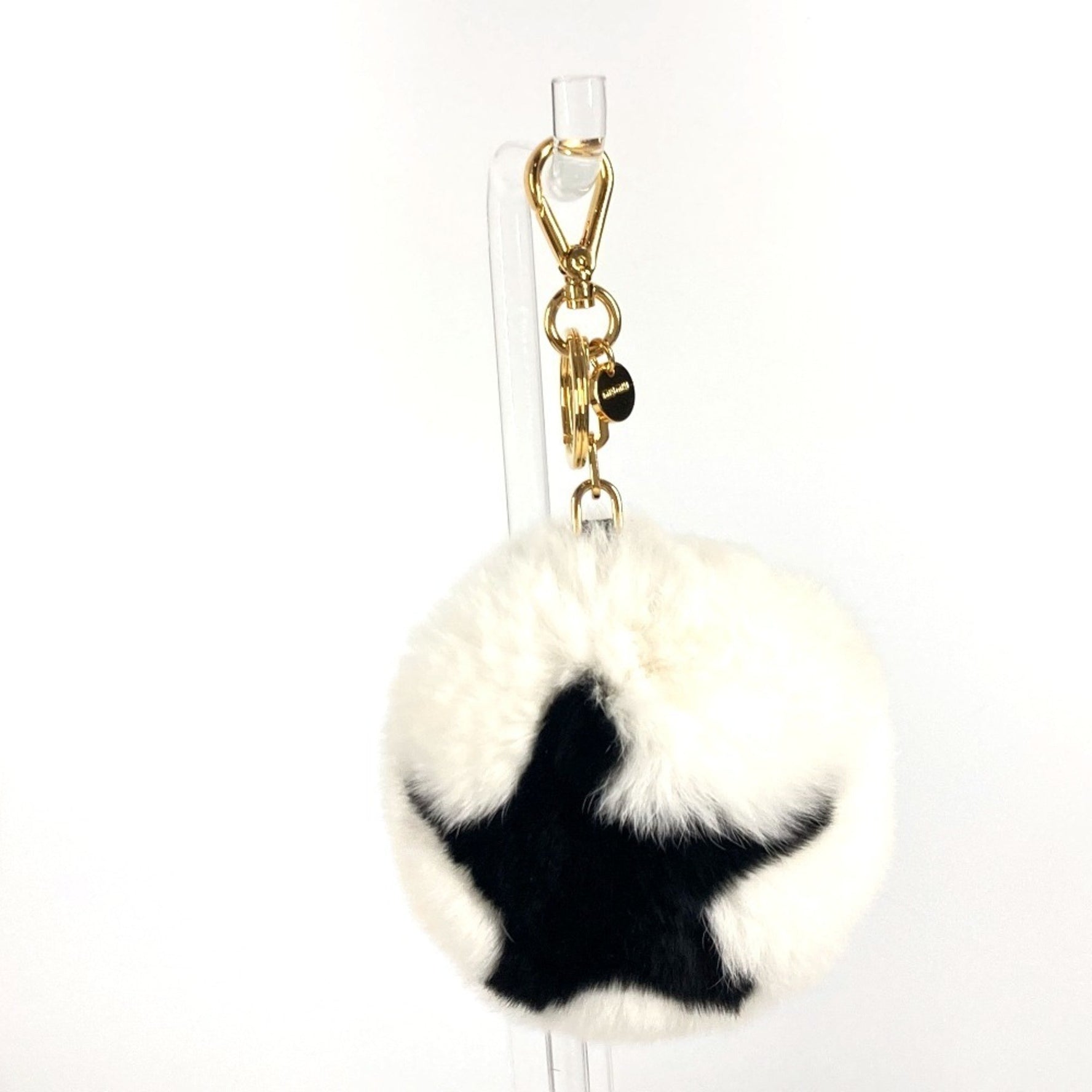 MIU Miu Star Logo Bag Charm Keychain Fur Women's White