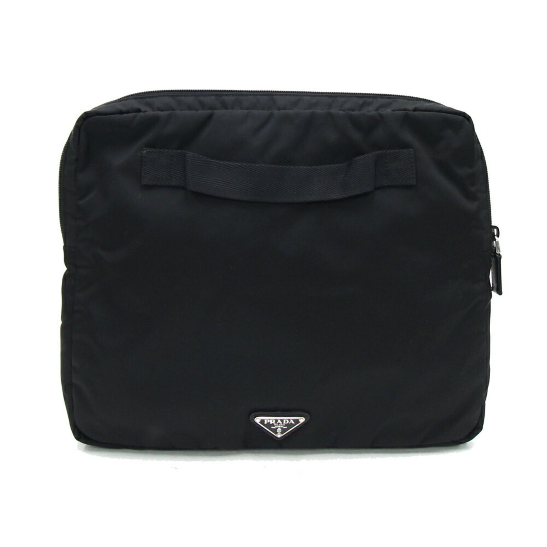 Prada clutch bag black nylon leather PC computer case women men PRADA