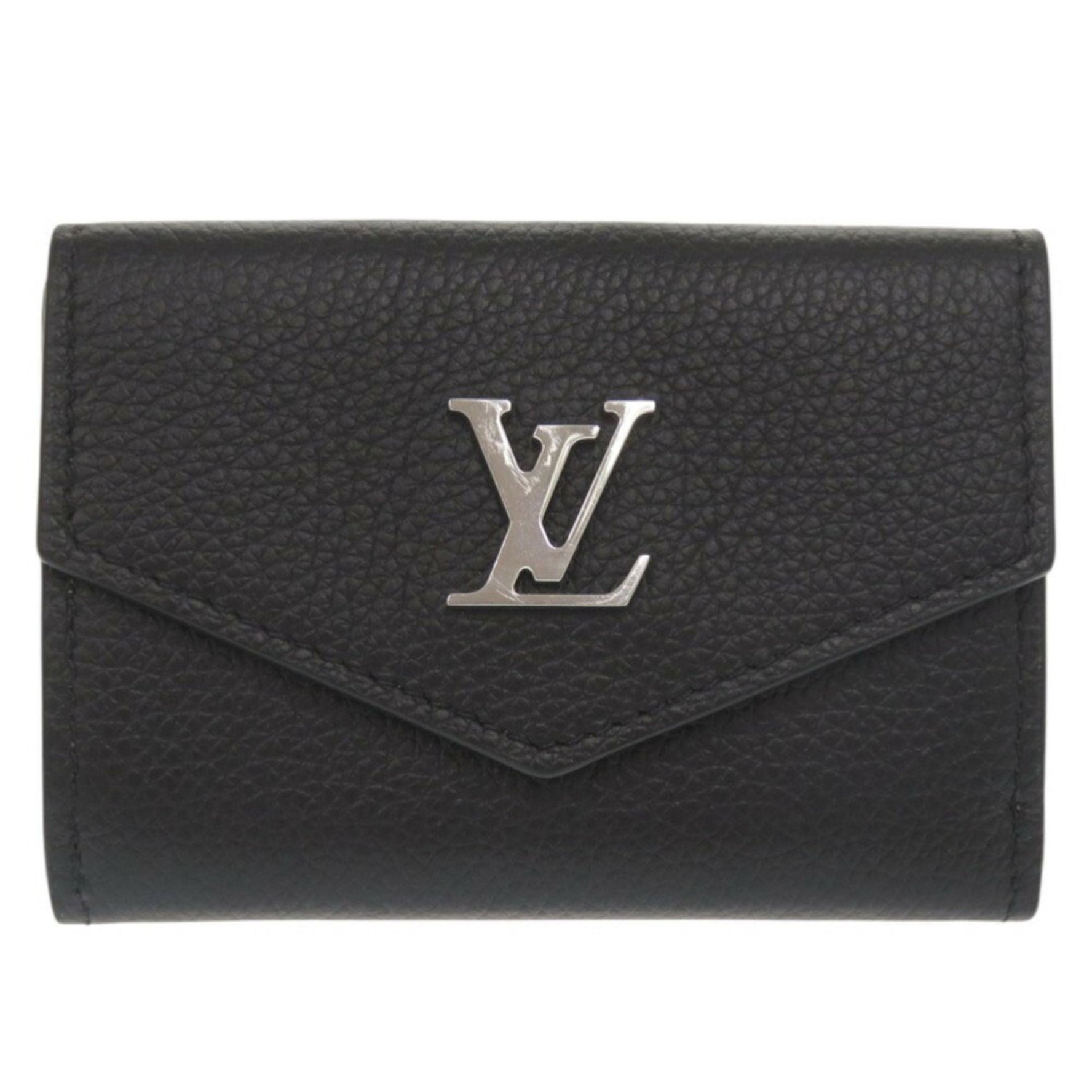 Louis Vuitton Portefeuille Rock Mini Calfskin Noir Tri-fold Wallet Black LV 0666