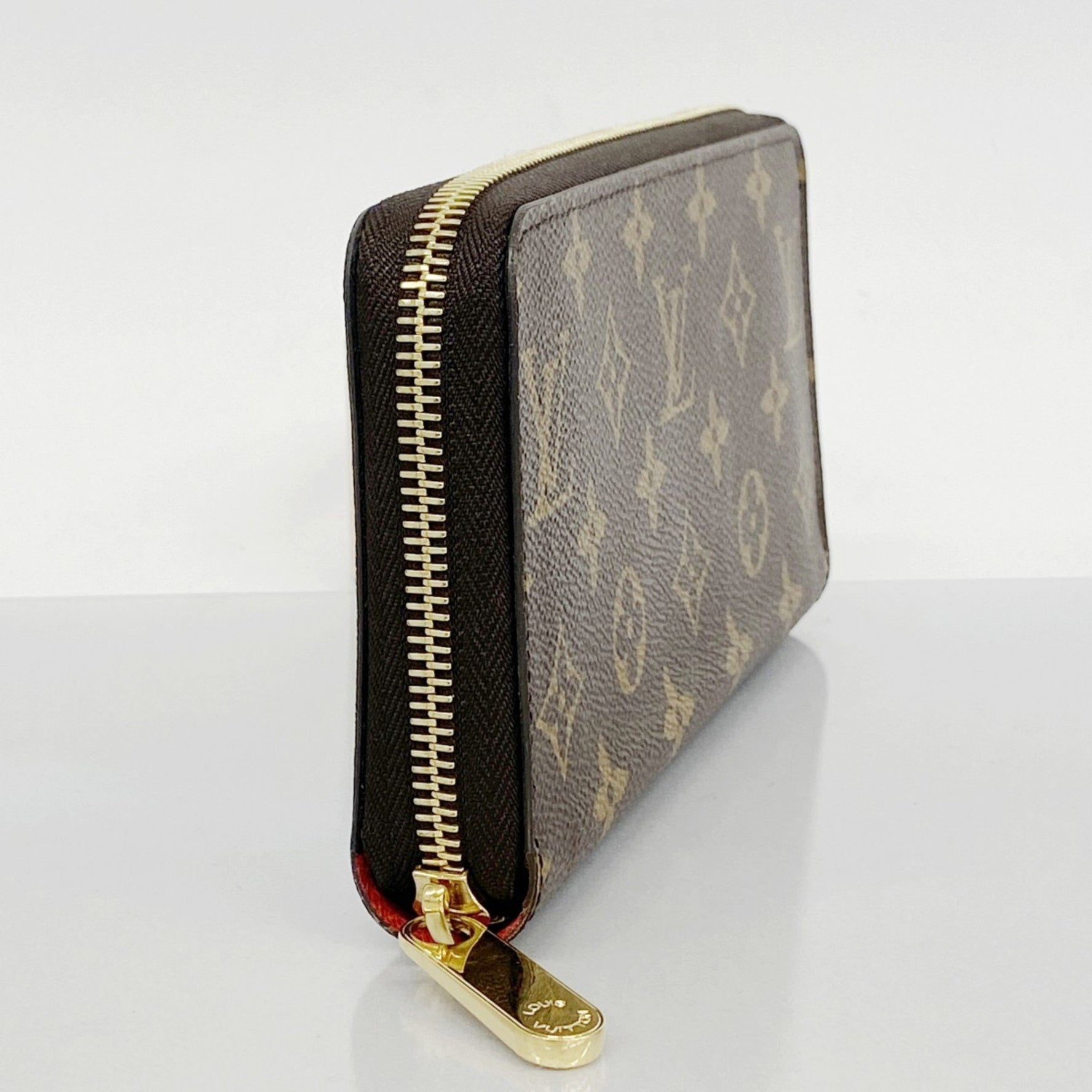 Louis Vuitton Monogram Zippy Wallet M41896 Brown Coquelicot Women's
