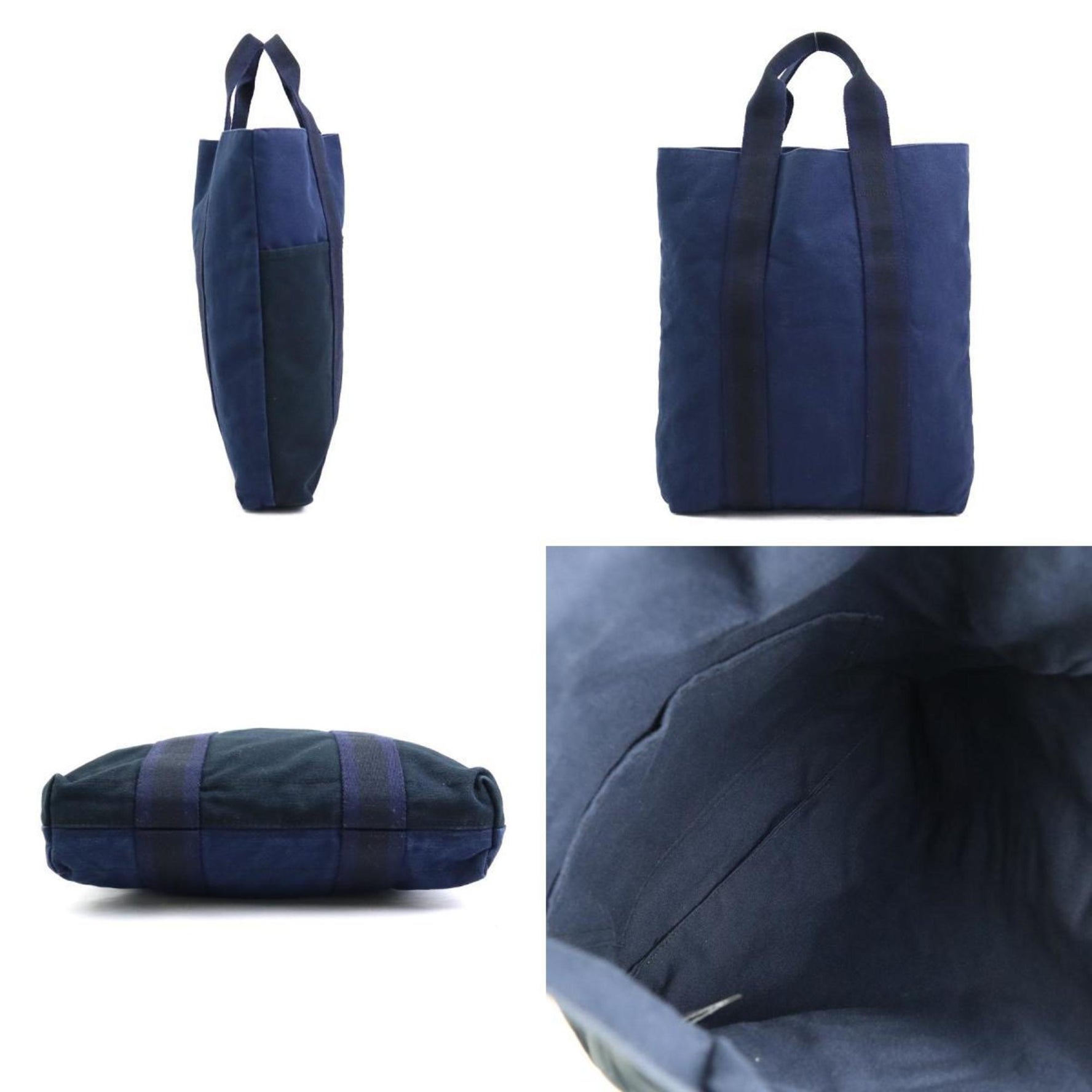 Hermes Hermès handbag tote bag, Foul Tou Cabas cotton, navy and black, women