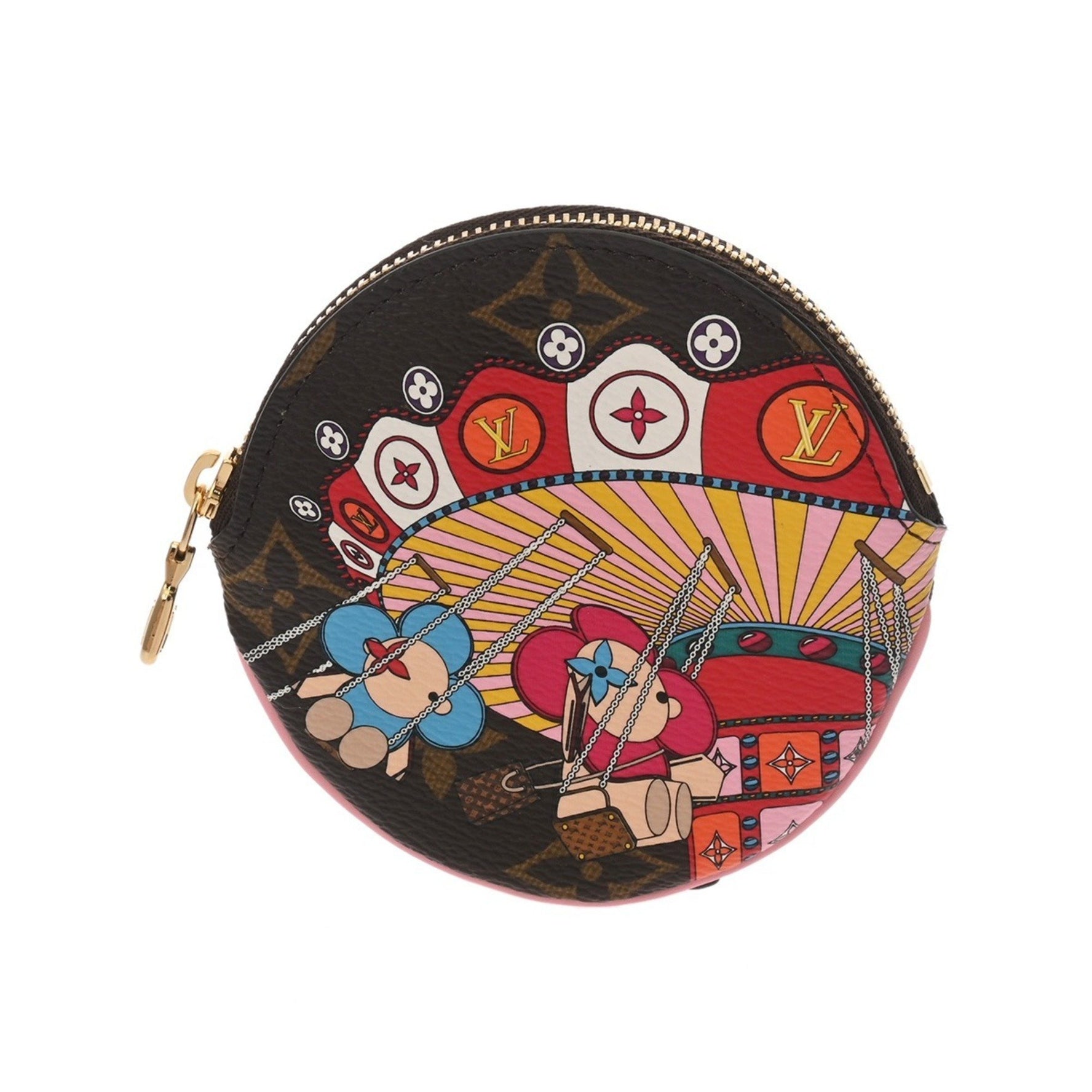 LOUIS VUITTON Monogram Porte Monnaie Long Vivienne Amusement Park Brown Canvas Coin Case, Like New, Pre-owned, Ginzo