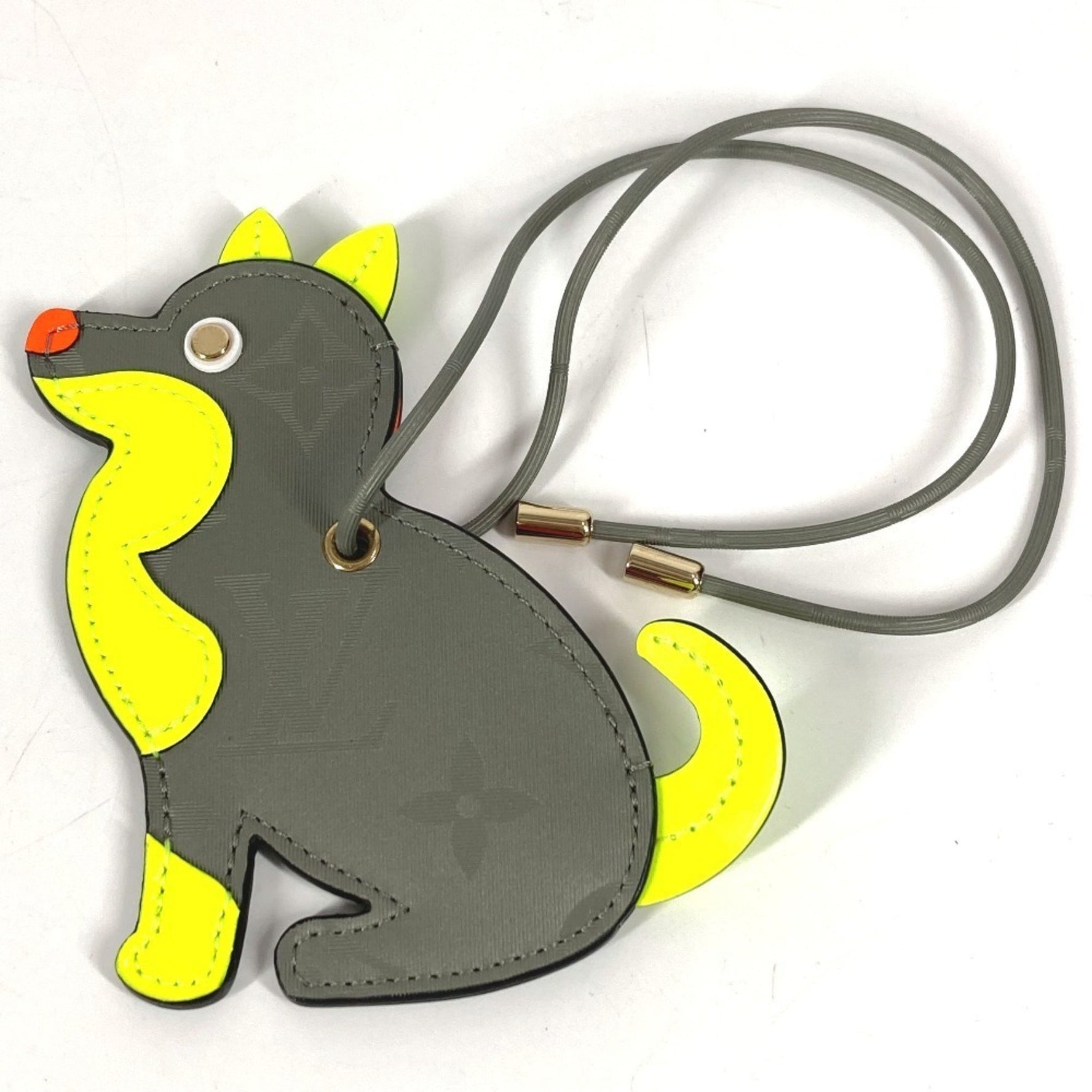 LOUIS VUITTON Monogram Titanium Porte Address Dog Bag Charm Keychain Gray Like New