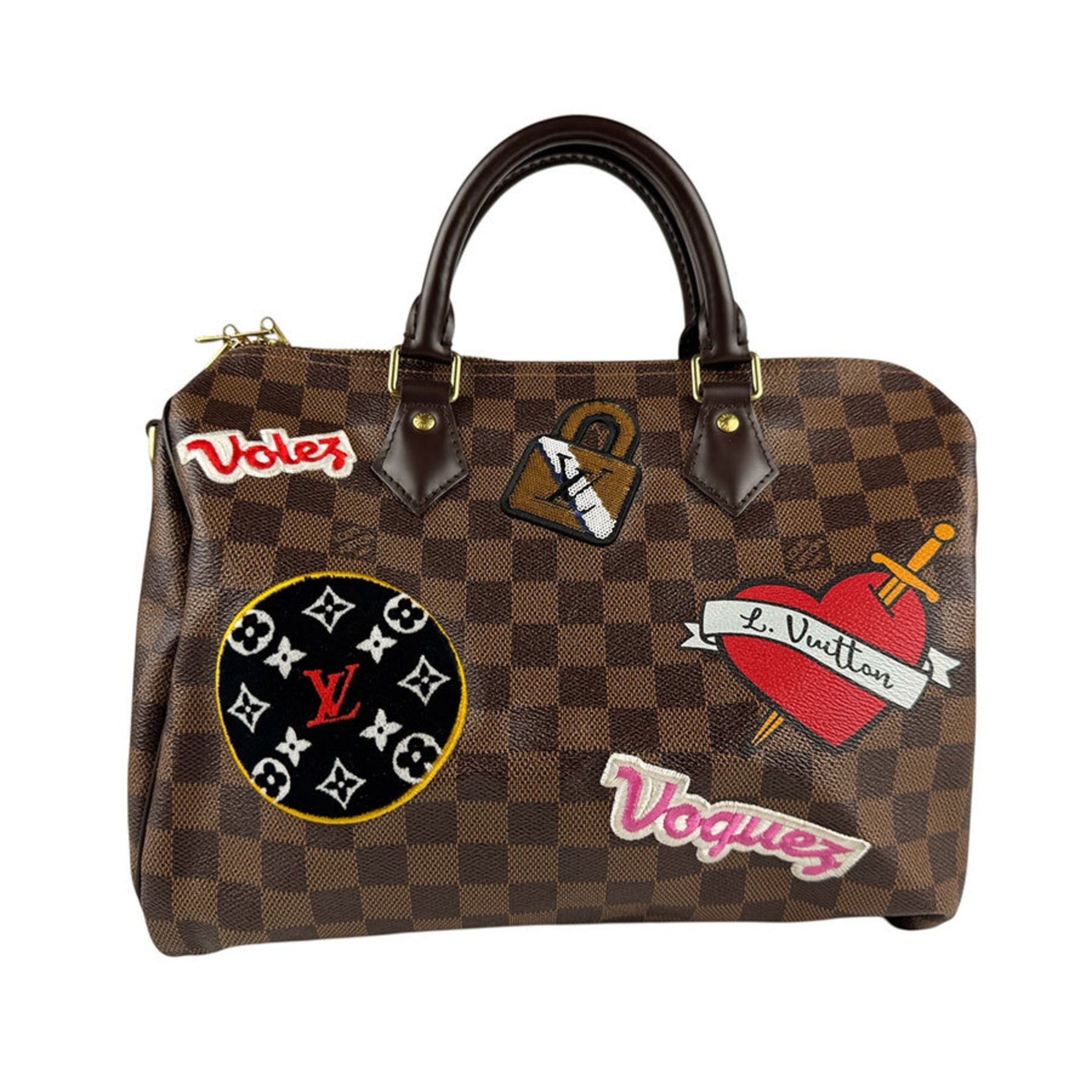 Louis Vuitton Damier Speedy Bandouliere 30 Handbag Shoulder Bag in Canvas Brown, Multicolor, and Gold, Women's