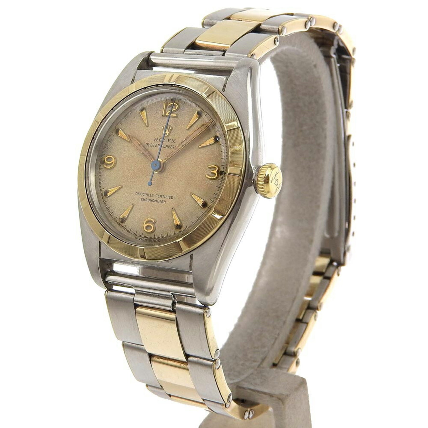 Rolex Oyster Perpetual Watch Bubble Back No. 6 5010 Stainless Steel Automatic Beige Dial