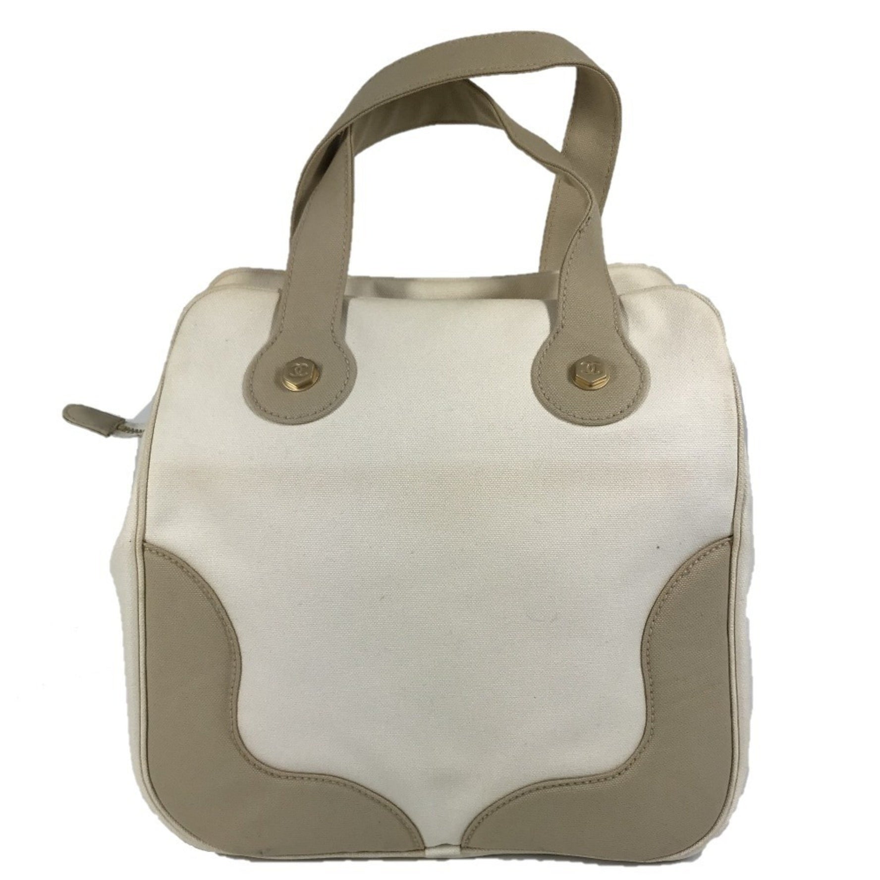 CHANEL CC Coco Mark Logo Marshmallow Tote Bag, Canvas Handbag, Beige