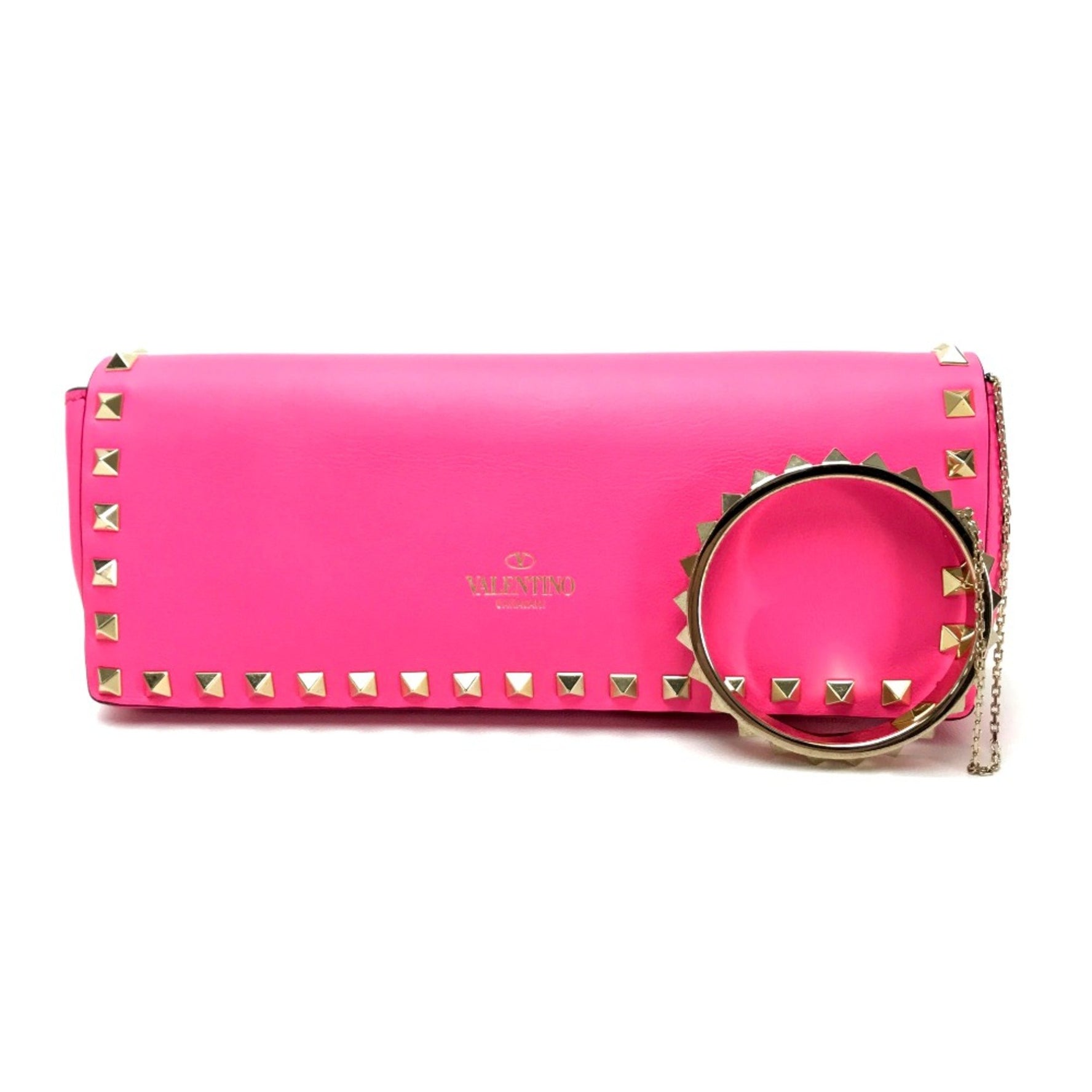 Valentino Garavani Valentino-Galavani With bangle chain Clutch bag shocking