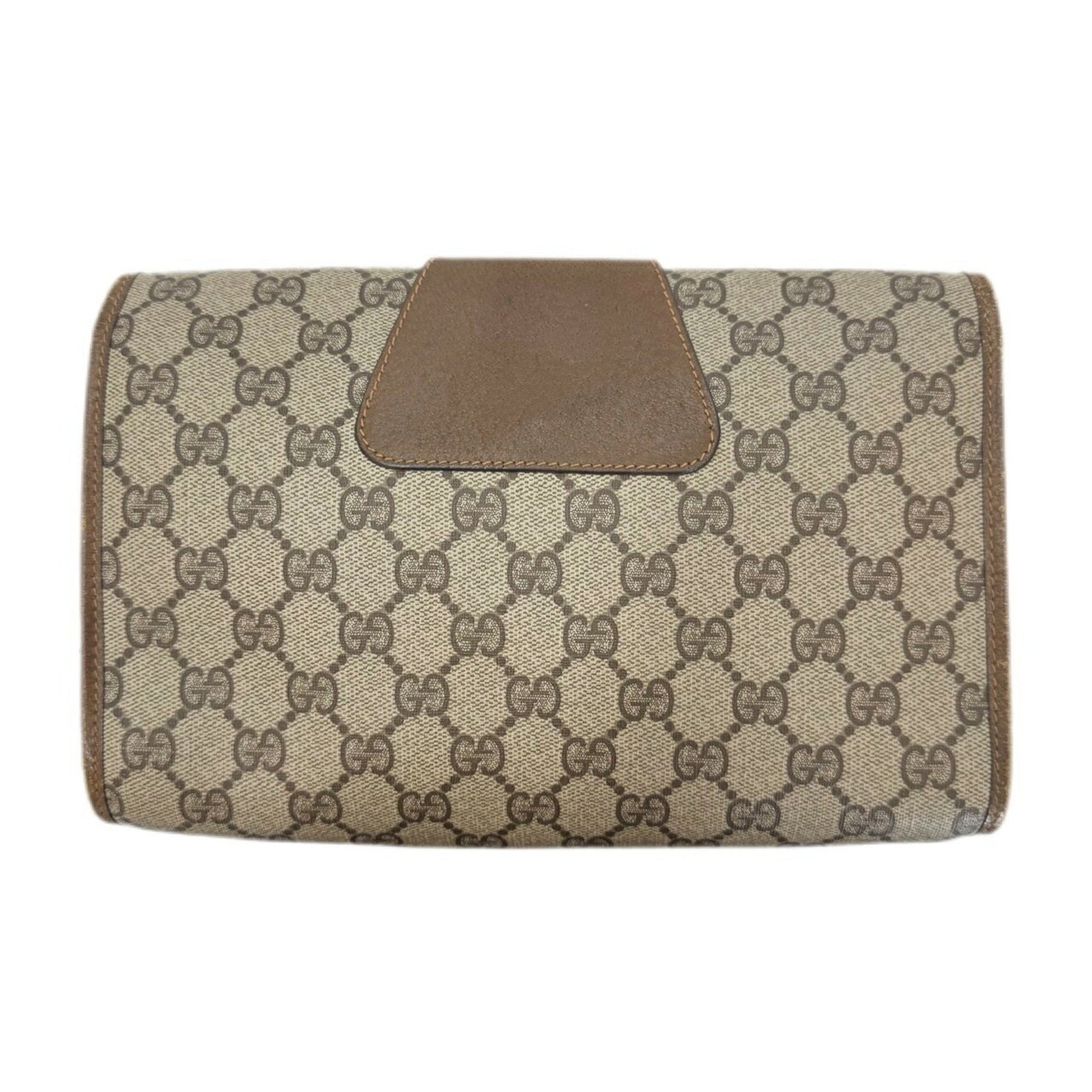GUCCI GG Supreme Sherry Line Clutch Bag, Old Gucci, Beige/Brown, 89/01/030, Men's/Women's