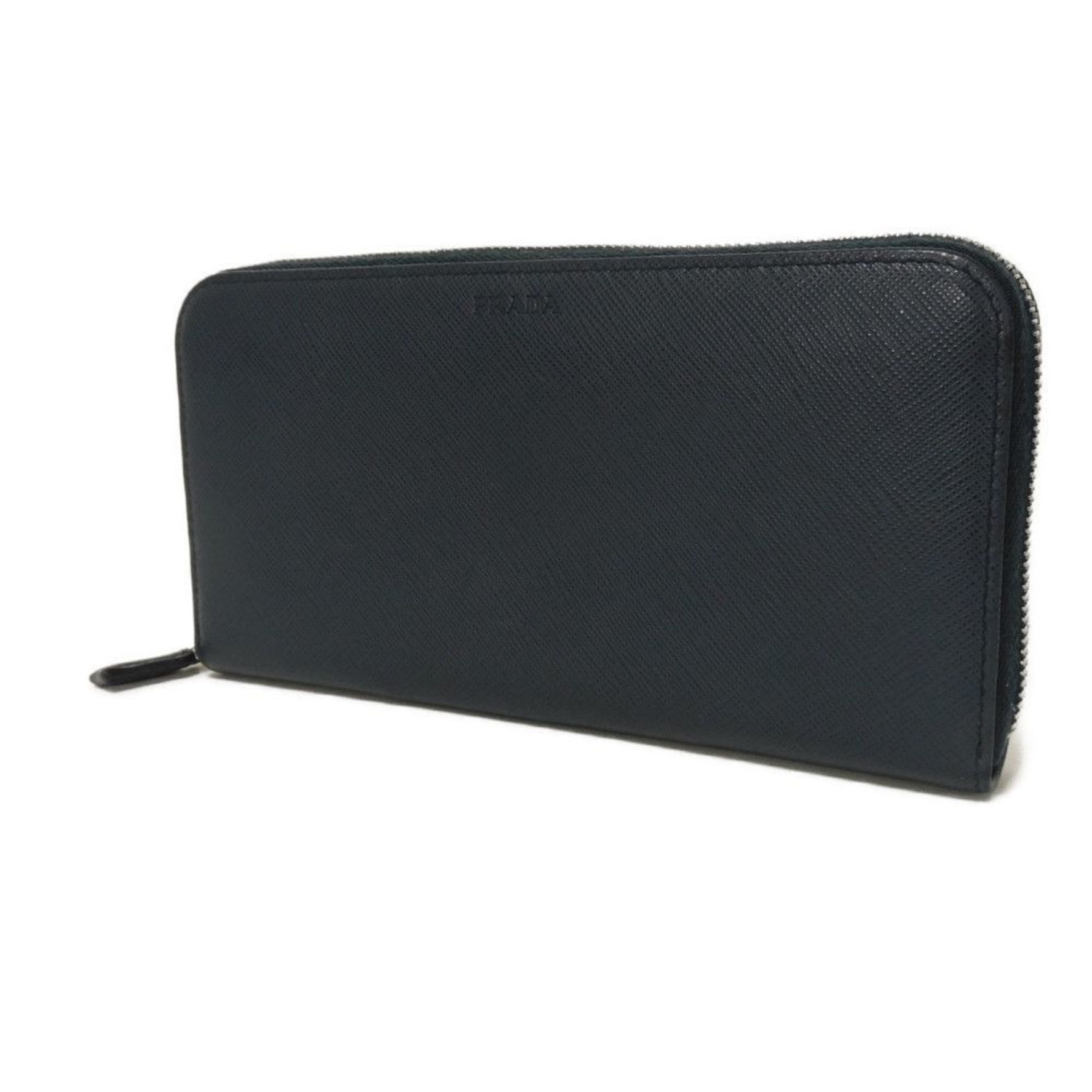 Prada Saffiano Zip-Around Wallet in with Round Embossed Pattern, Baltico, Men's and