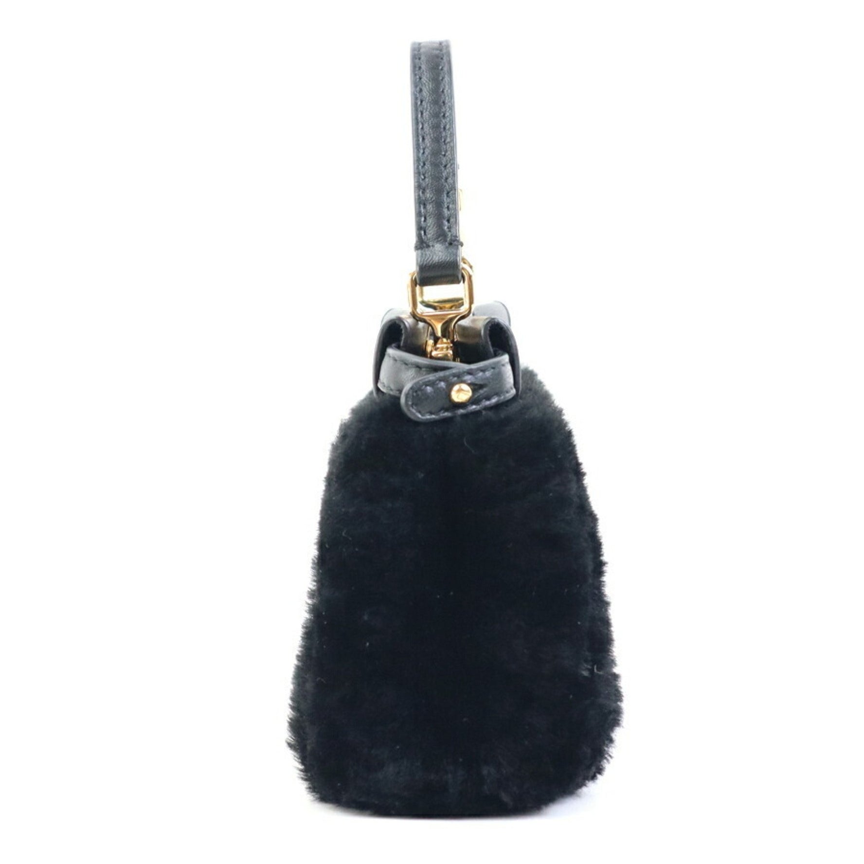 FENDI shoulder bag handbag micro peekaboo fur leather gold ladies