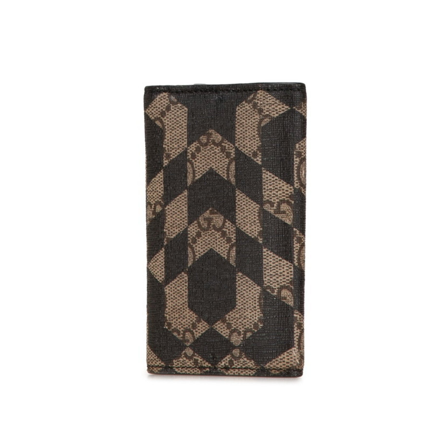 Gucci GG Kaleido Supreme 6-ring key case Black Beige PVC Leather Women's GUCCI