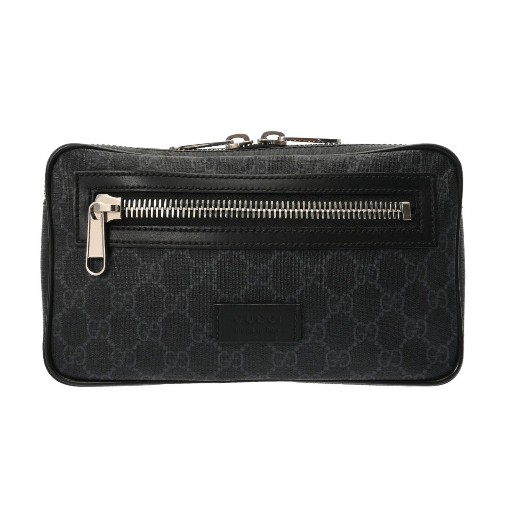 GUCCI GG Supreme Belt Bag, Black/Grey, Canvas Body Bag
