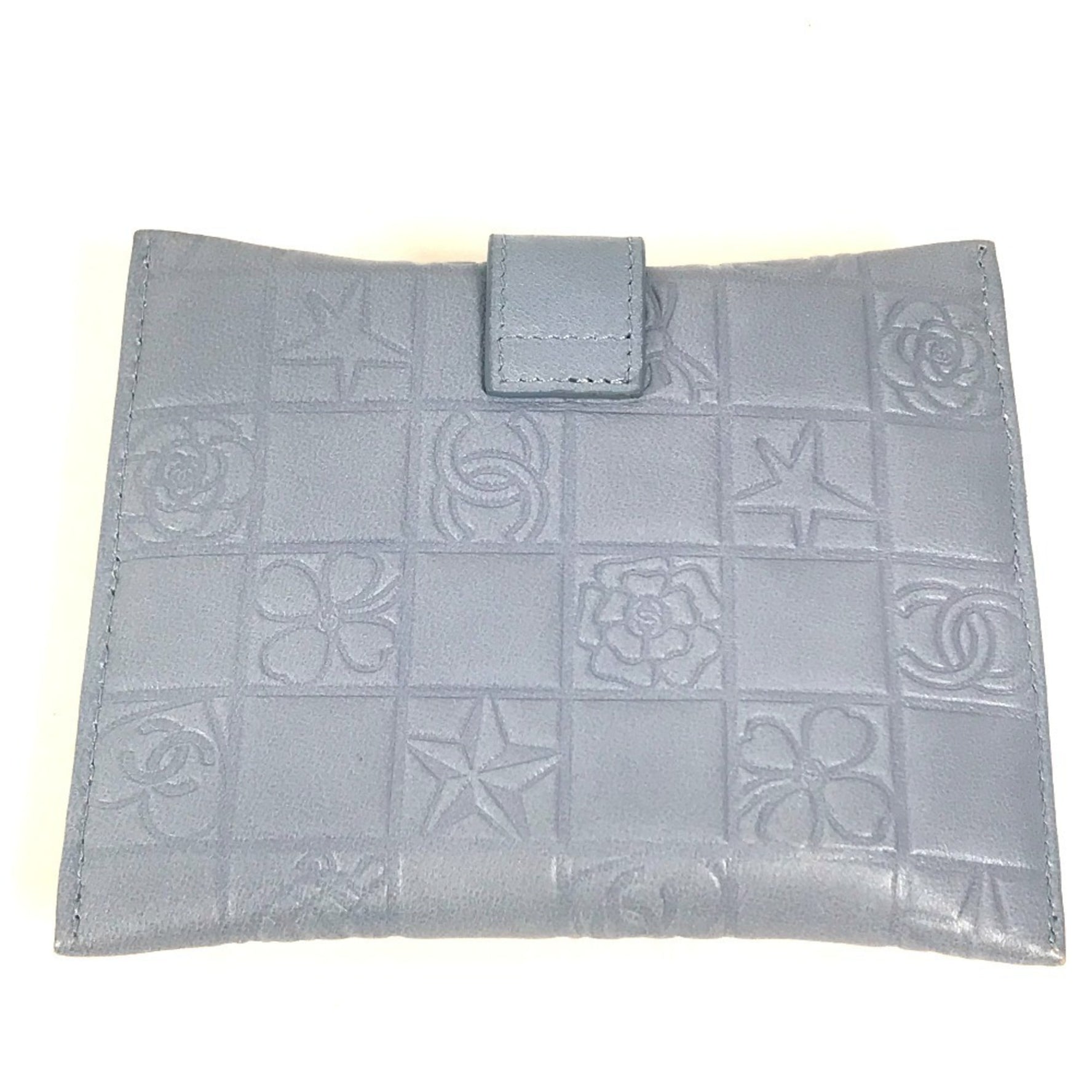 CHANEL CC Camellia Icon Pocket Tissue Cover Case Pouch Leather Women's Blue