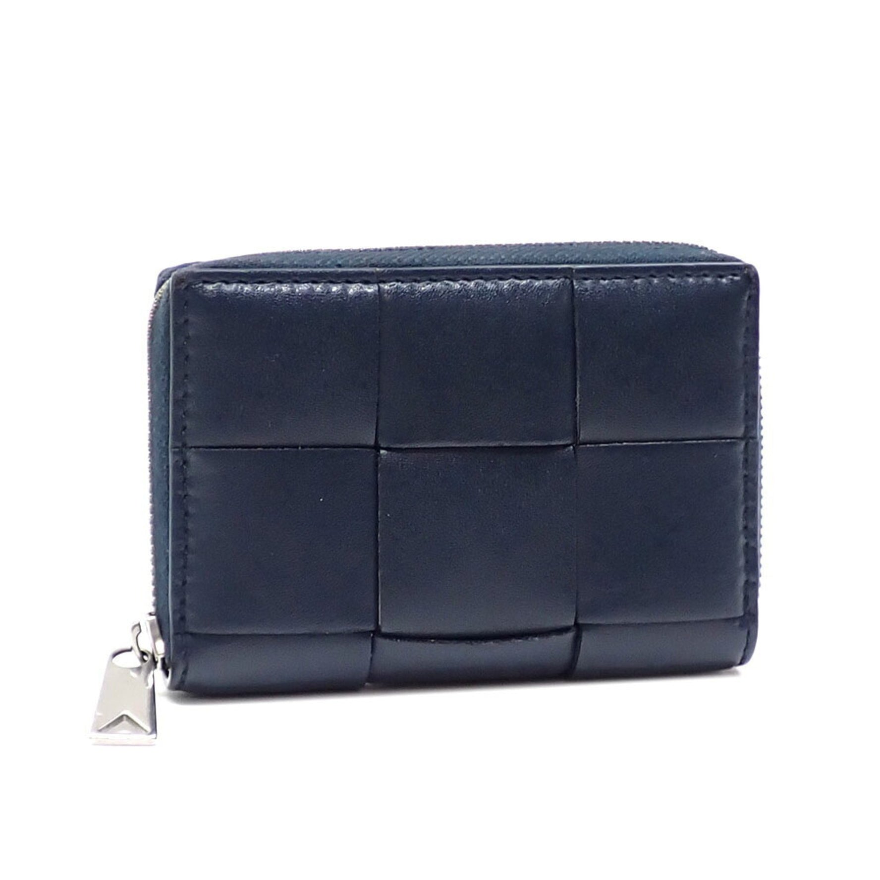 Bottega Veneta Intrecciato Navy Leather Coin Case for Men and Women