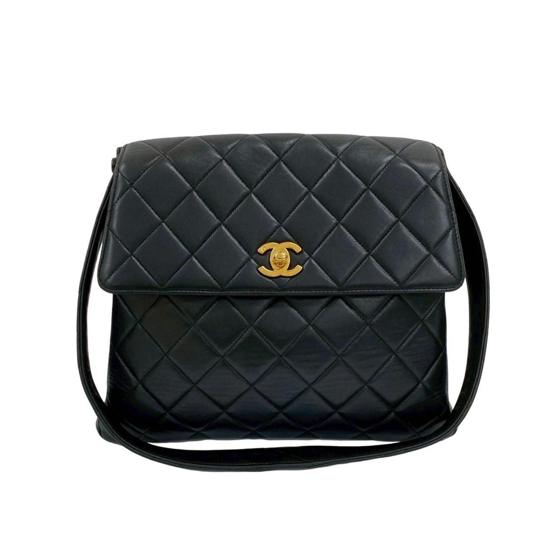 CHANEL Matelasse Coco Mark Lambskin Semi-One Shoulder Bag