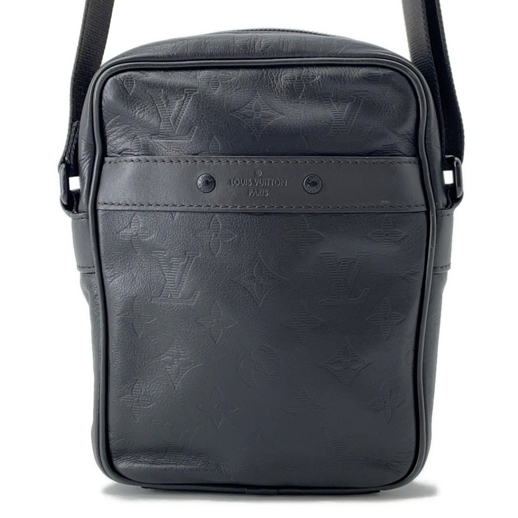 Louis Vuitton Monogram Shadow Danube PM Shoulder Bag Crossbody Bag, Black
