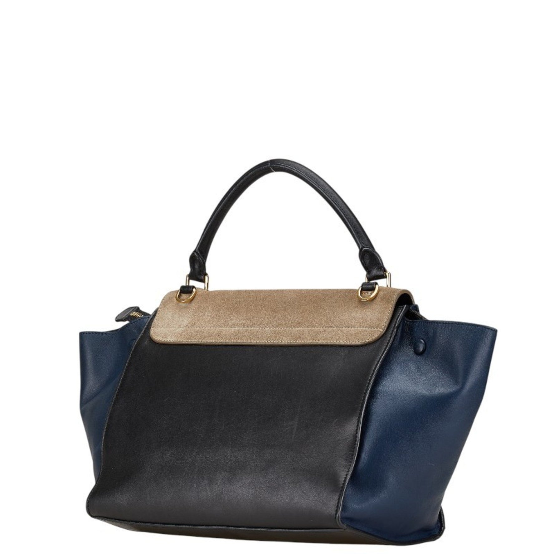 Celine Trapeze Medium Handbag/Shoulder Bag, Black, Gray, Navy, Leather, Suede