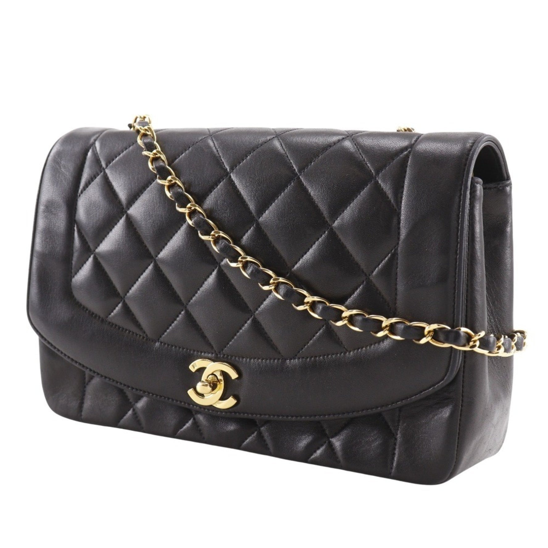 CHANEL Diana 25 Shoulder Bag, Matelasse Chain Lambskin, Turnlock
