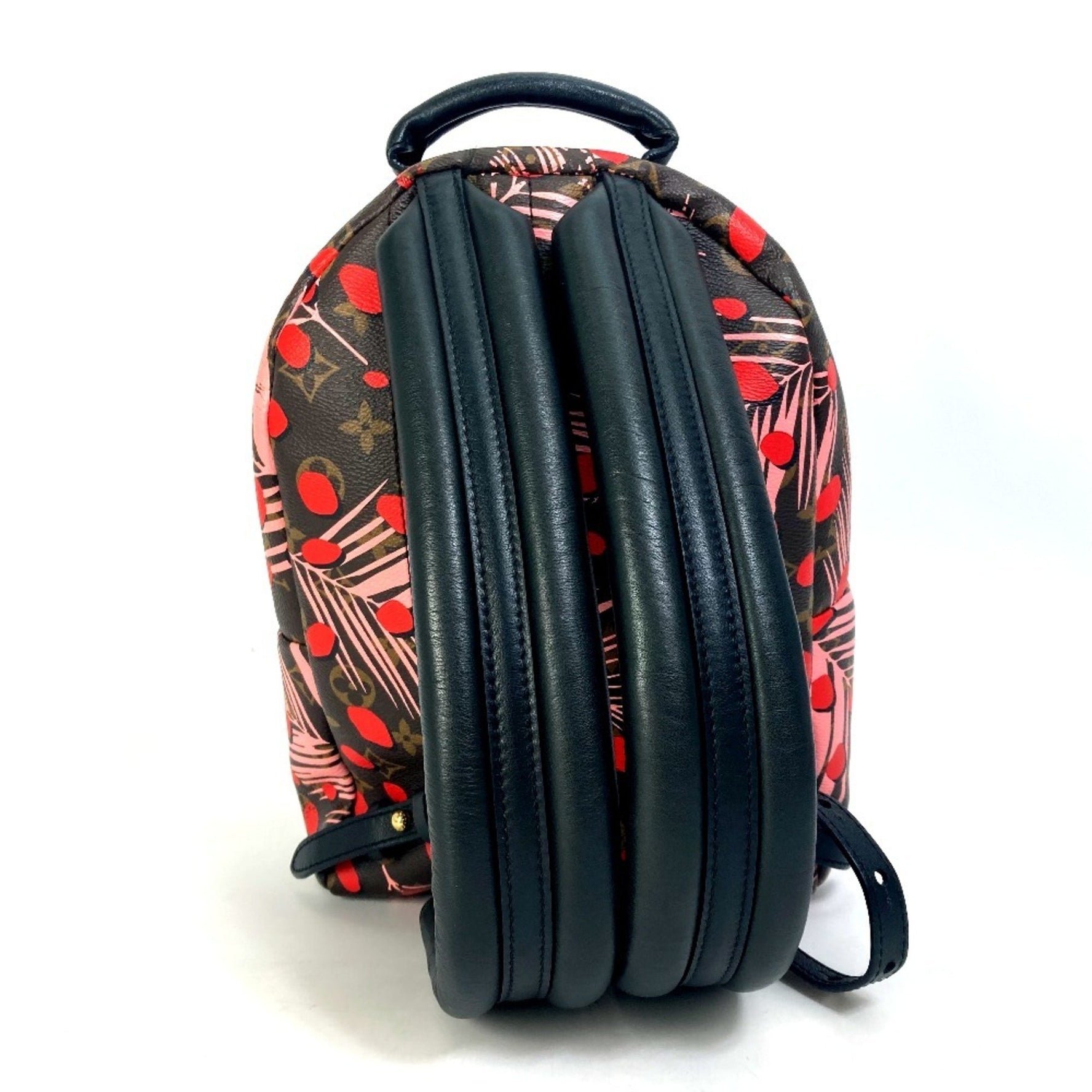 LOUIS VUITTON M41981 Monogram Palm Springs PM Jungle Dot Backpack in Canvas, Women's, Brown, Pink, and Red