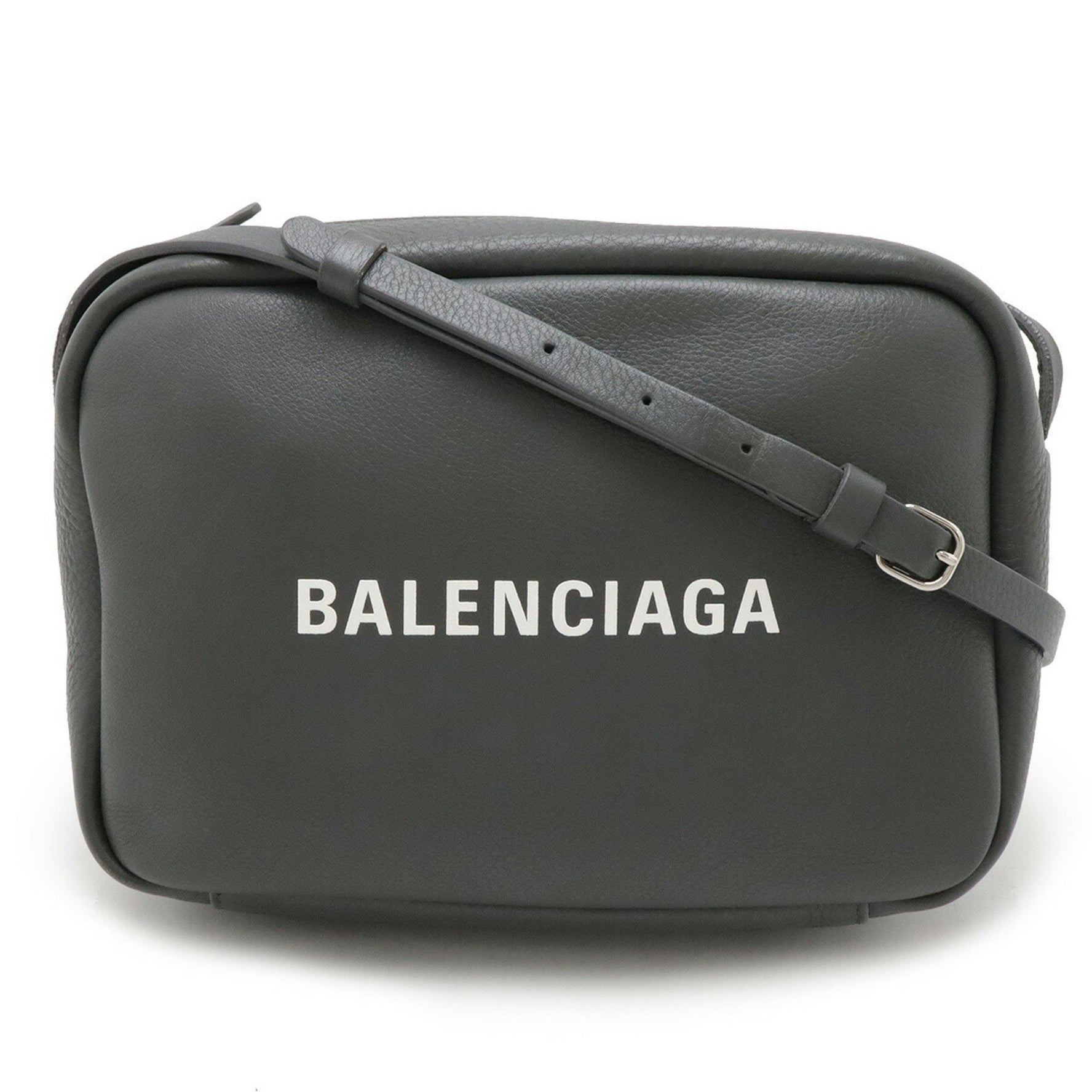 BALENCIAGA EVERYDAY Camera Bag S Shoulder Pochette Leather Grey White