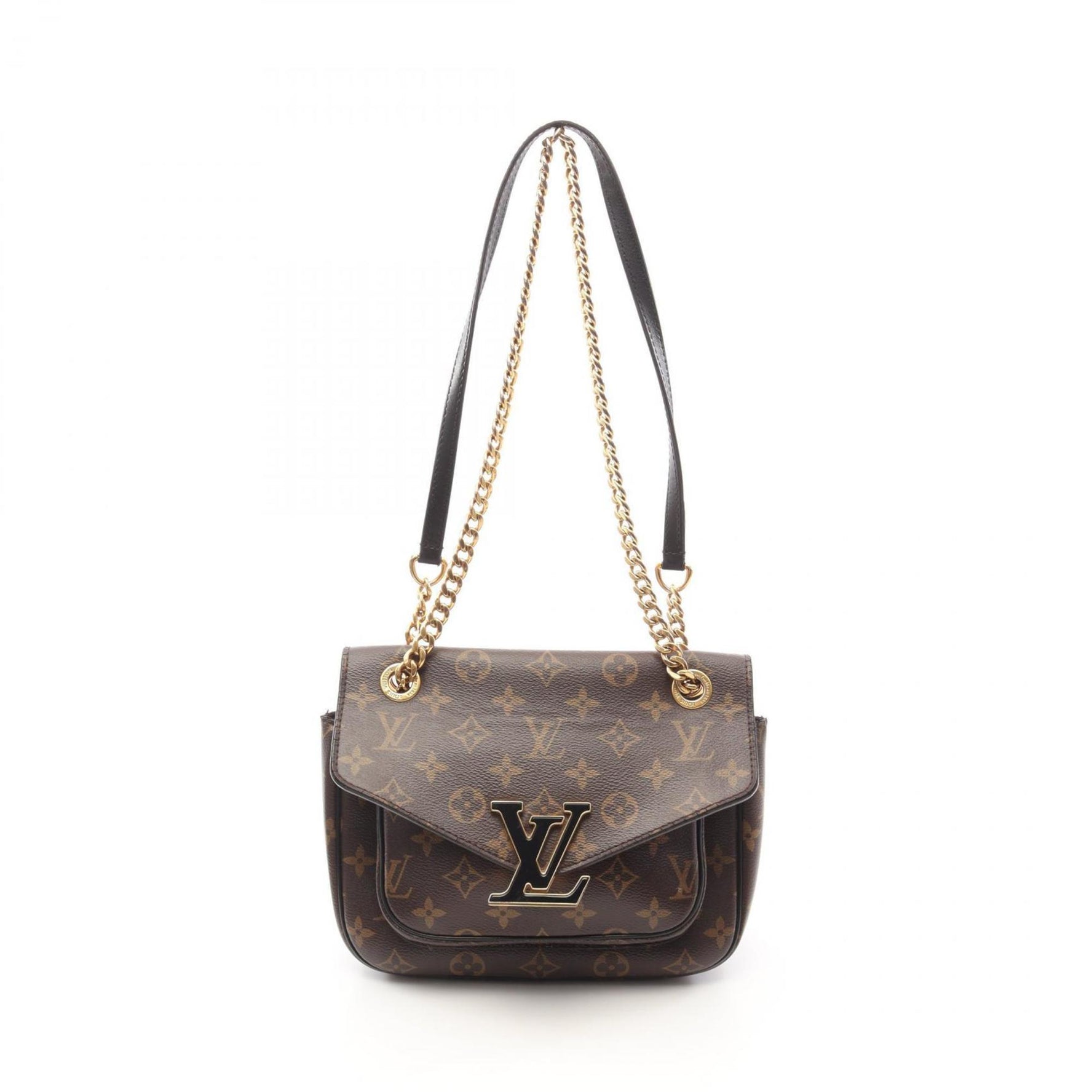 Louis Vuitton Passy Shoulder Bag Coated Canvas Leather Monogram Brown Black