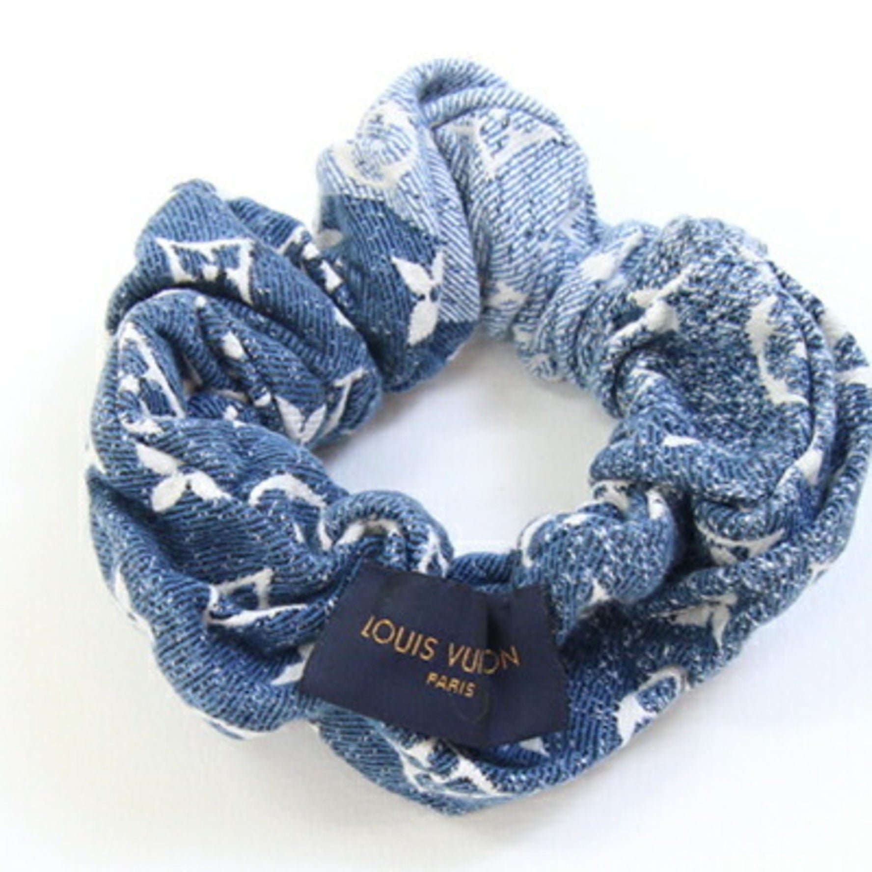 Louis Vuitton Scrunchie 100% Cotton Hair Clip Monogram Denim LV