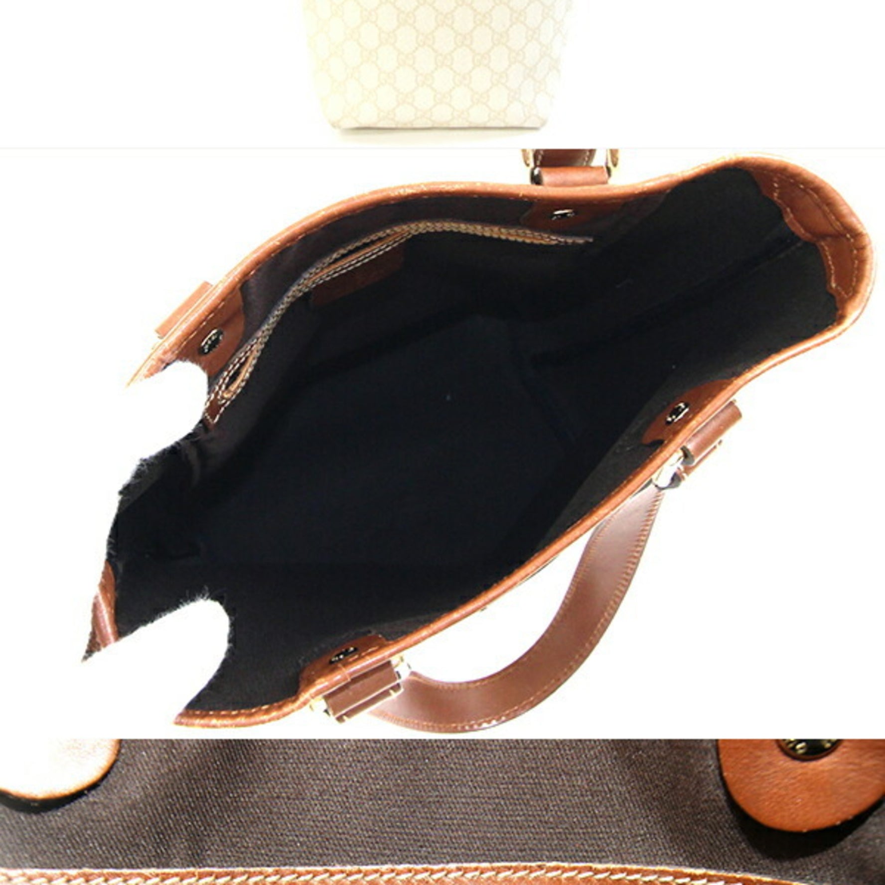 Gucci GG Supreme handbag ivory brown PVC leather bucket bag