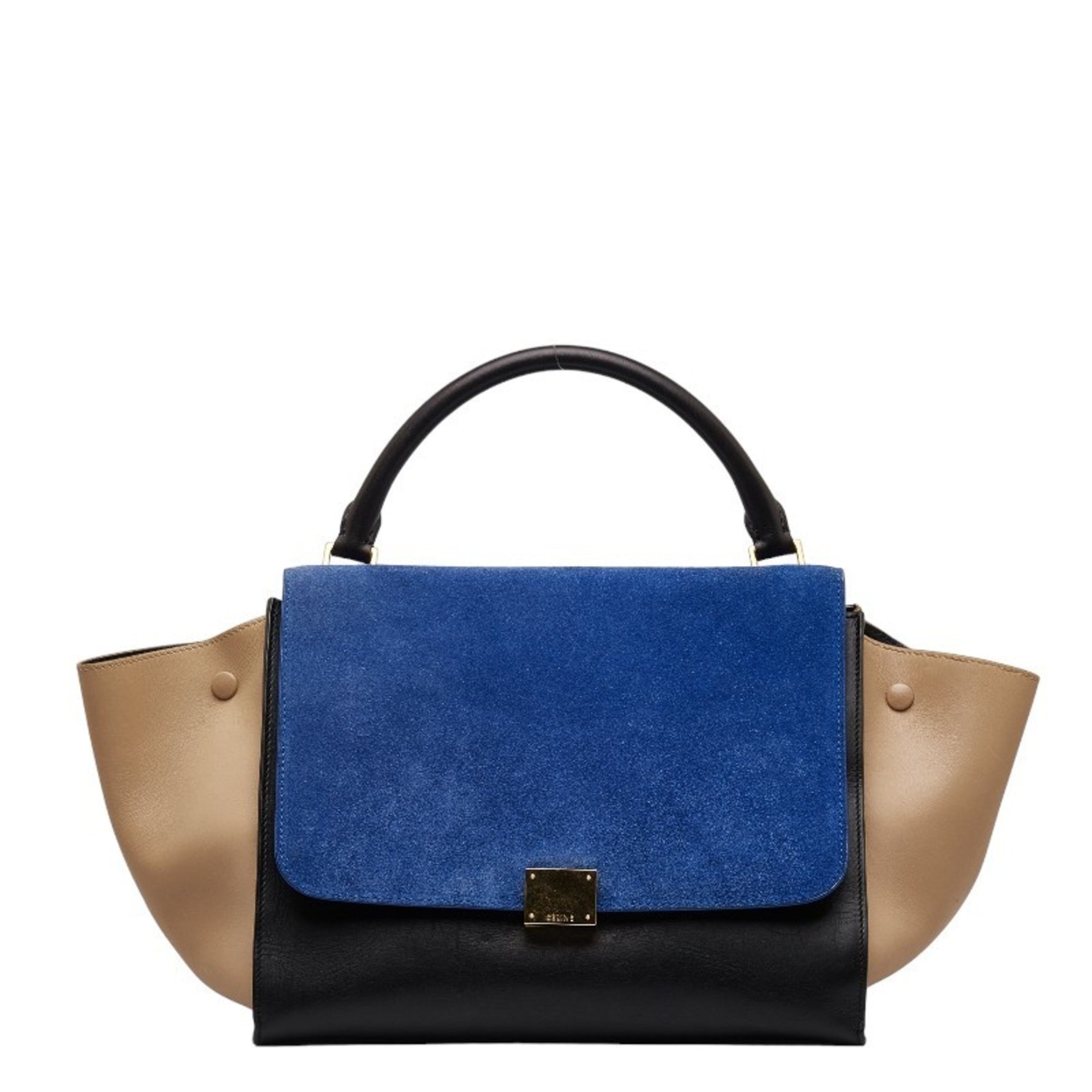 Celine Trapeze Handbag Shoulder Bag Blue Black Beige Leather Suede
