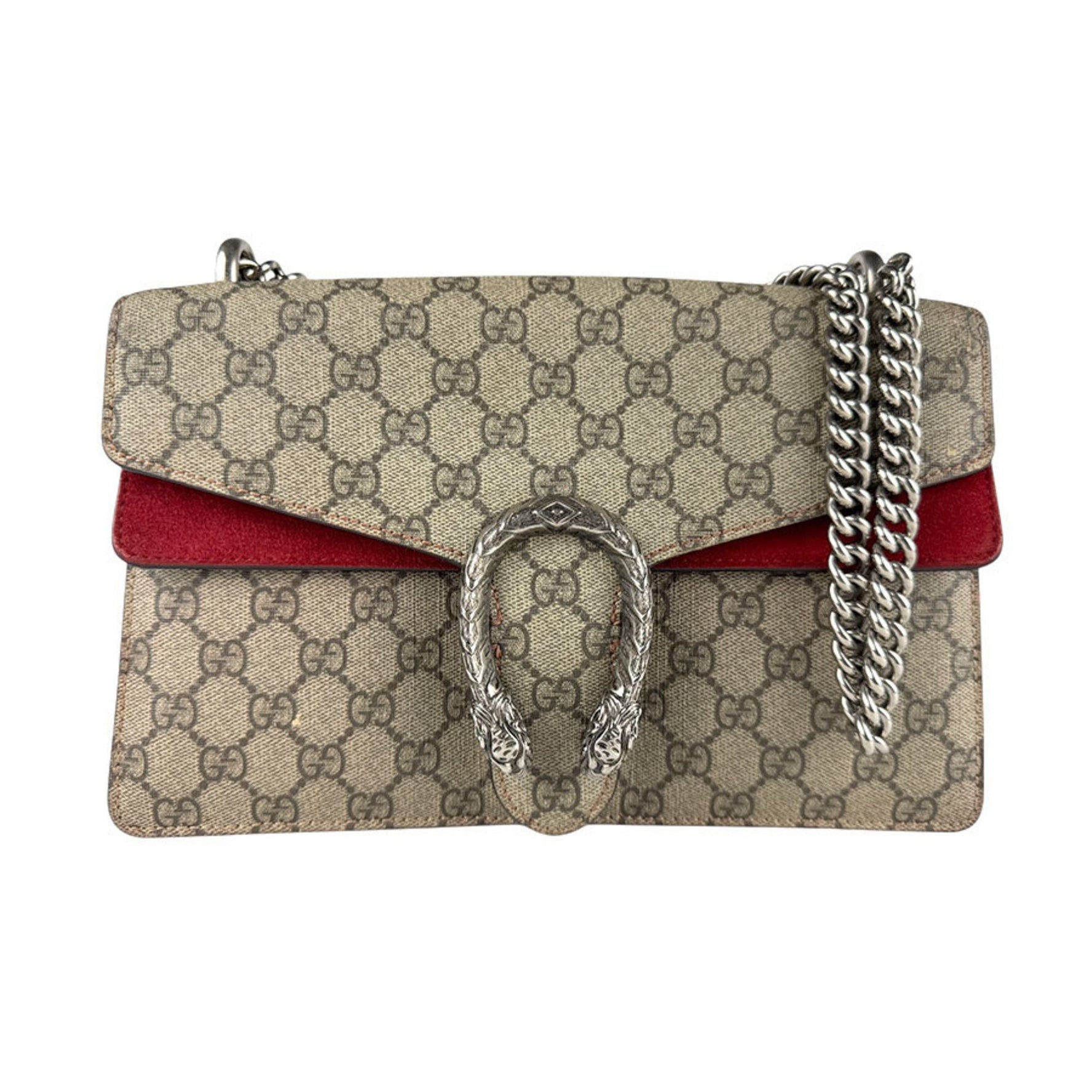 Gucci Dionysus Shoulder Bag in GG Supreme Canvas, Brown and Red