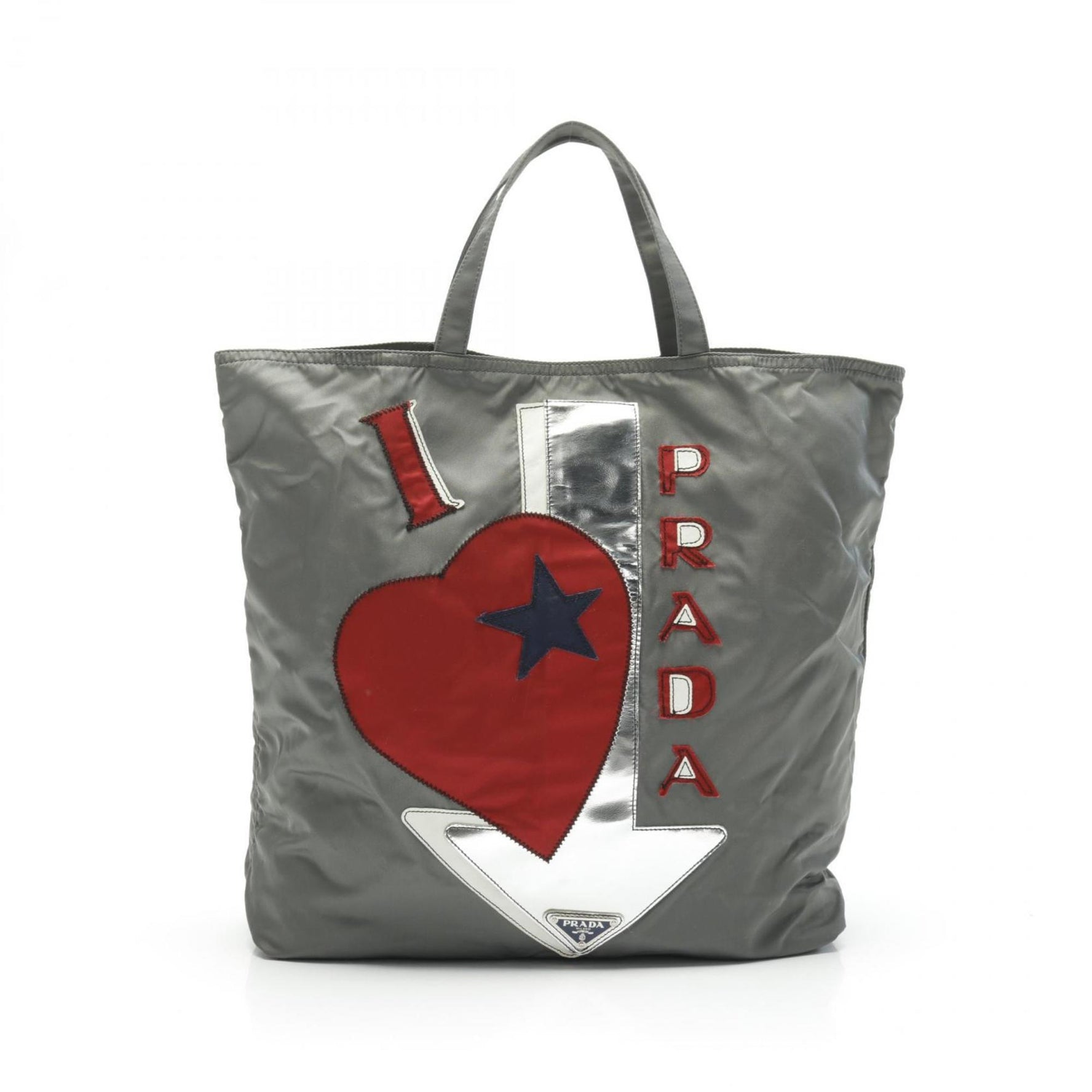 PRADA Tote Bag, Nylon, Women's, Grey, Multicolor