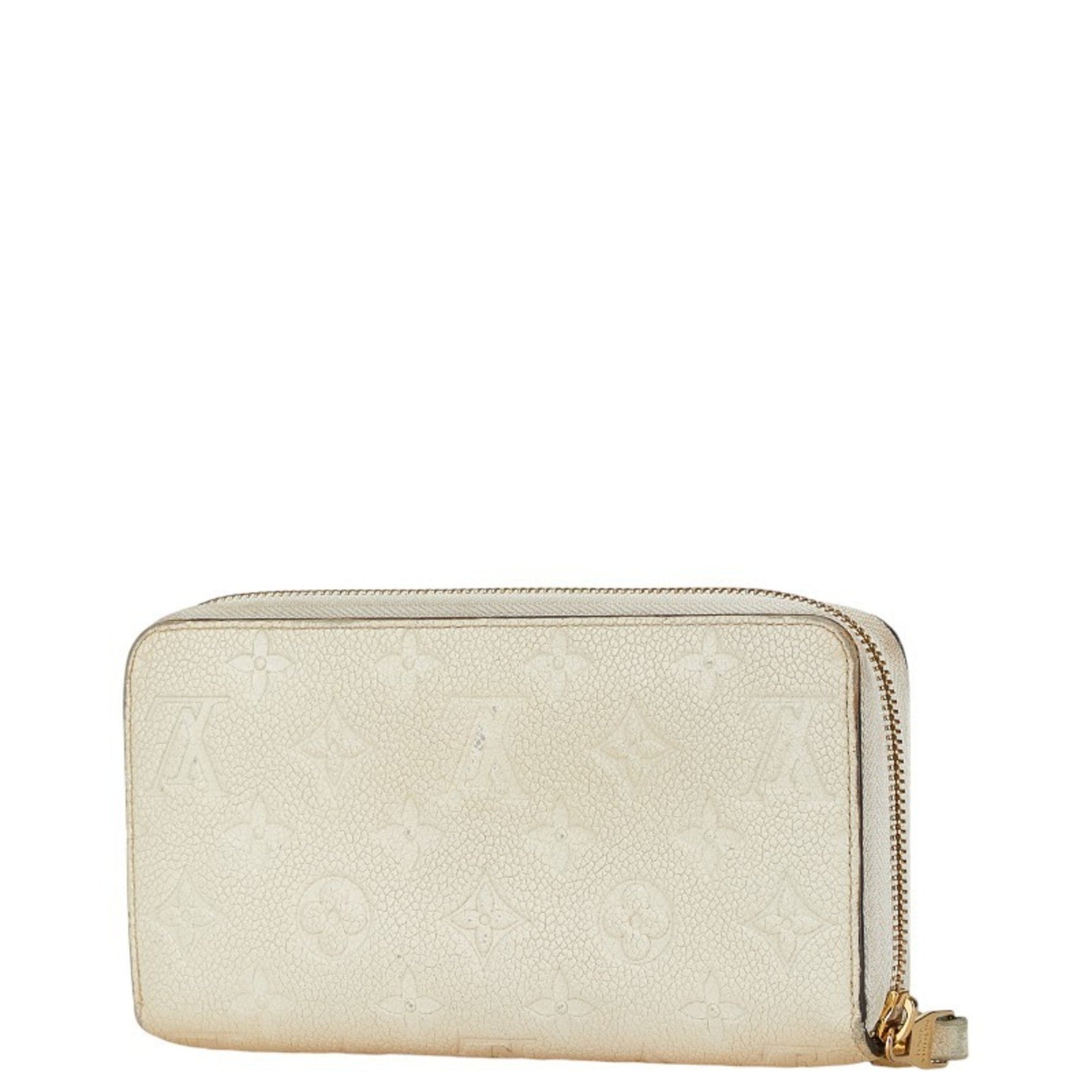 Louis Vuitton Monogram Empreinte Zippy Wallet Round Long Crème Leather