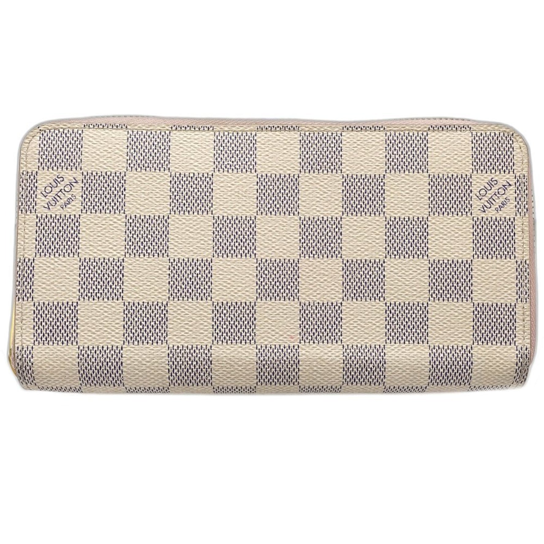 Louis Vuitton Damier Azur Long Wallet Zipper Rose Ballerine